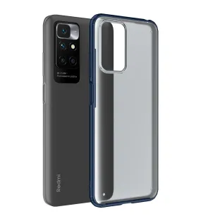 Rugged Frosted Semi Transparent PC Shock Proof Slim Back Cover for Xiaomi Redmi 10 Prime, 6.5 inch, Blue