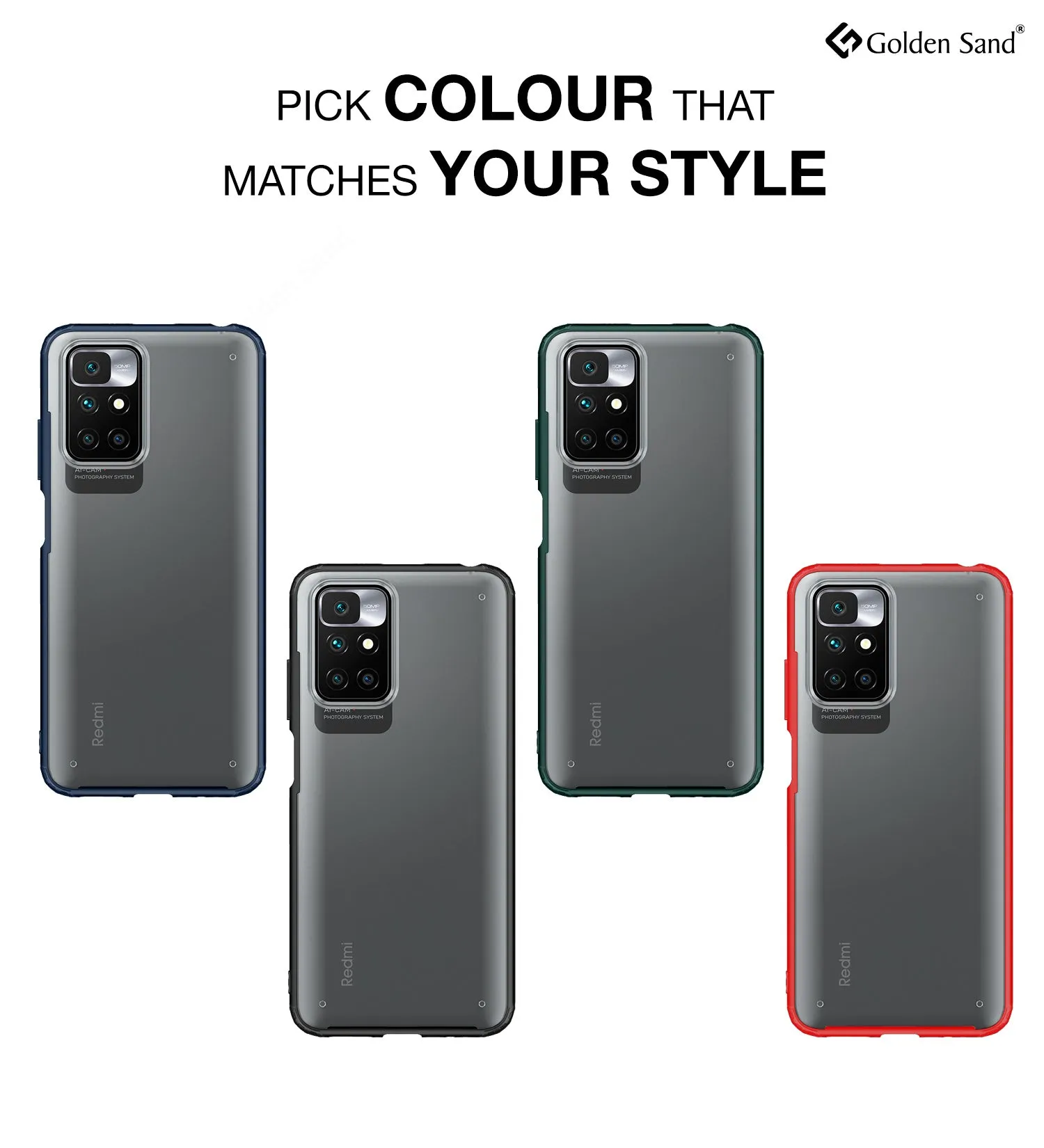 Rugged Frosted Semi Transparent PC Shock Proof Slim Back Cover for Xiaomi Redmi 10 Prime, 6.5 inch, Blue