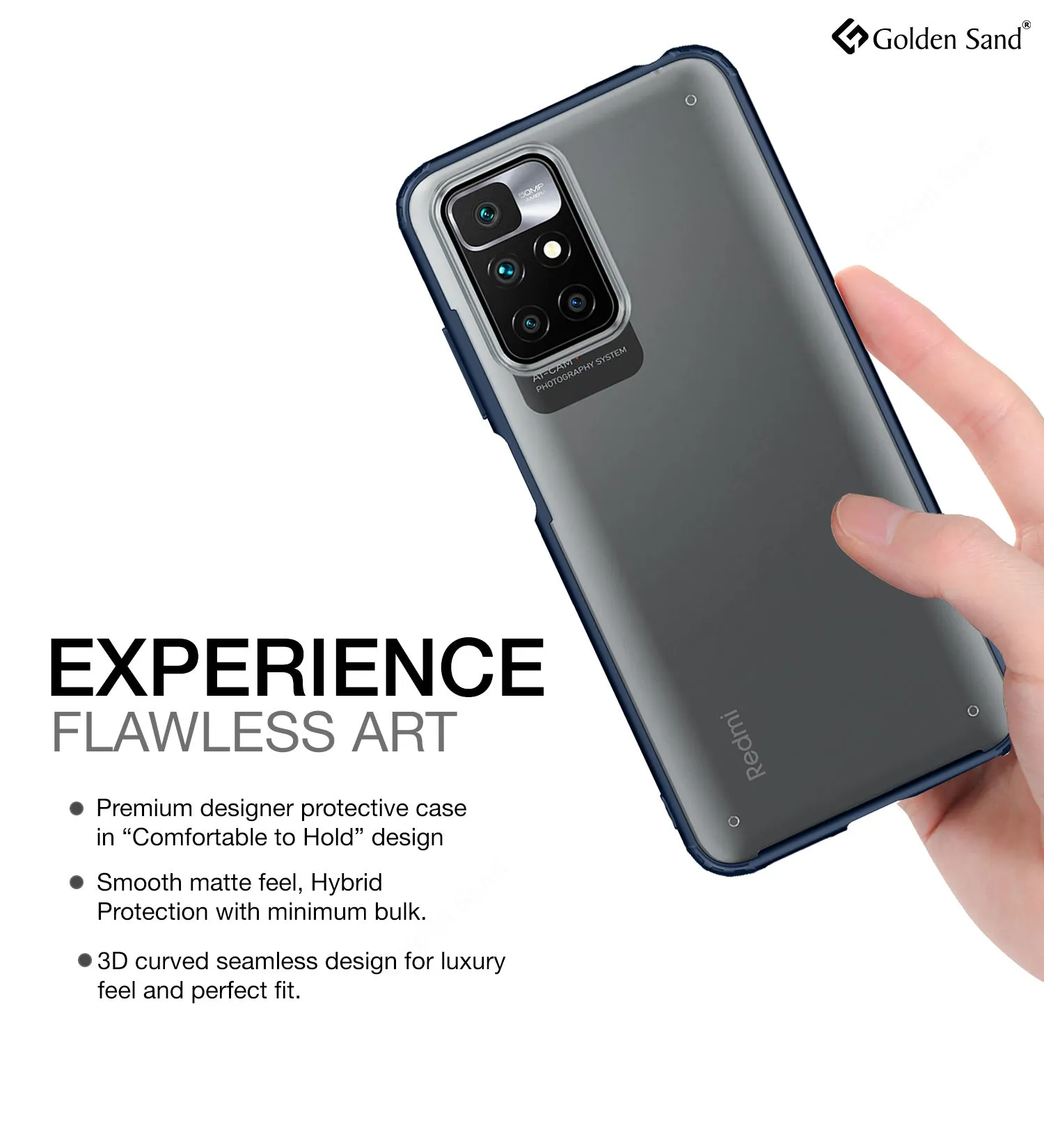 Rugged Frosted Semi Transparent PC Shock Proof Slim Back Cover for Xiaomi Redmi 10 Prime, 6.5 inch, Blue