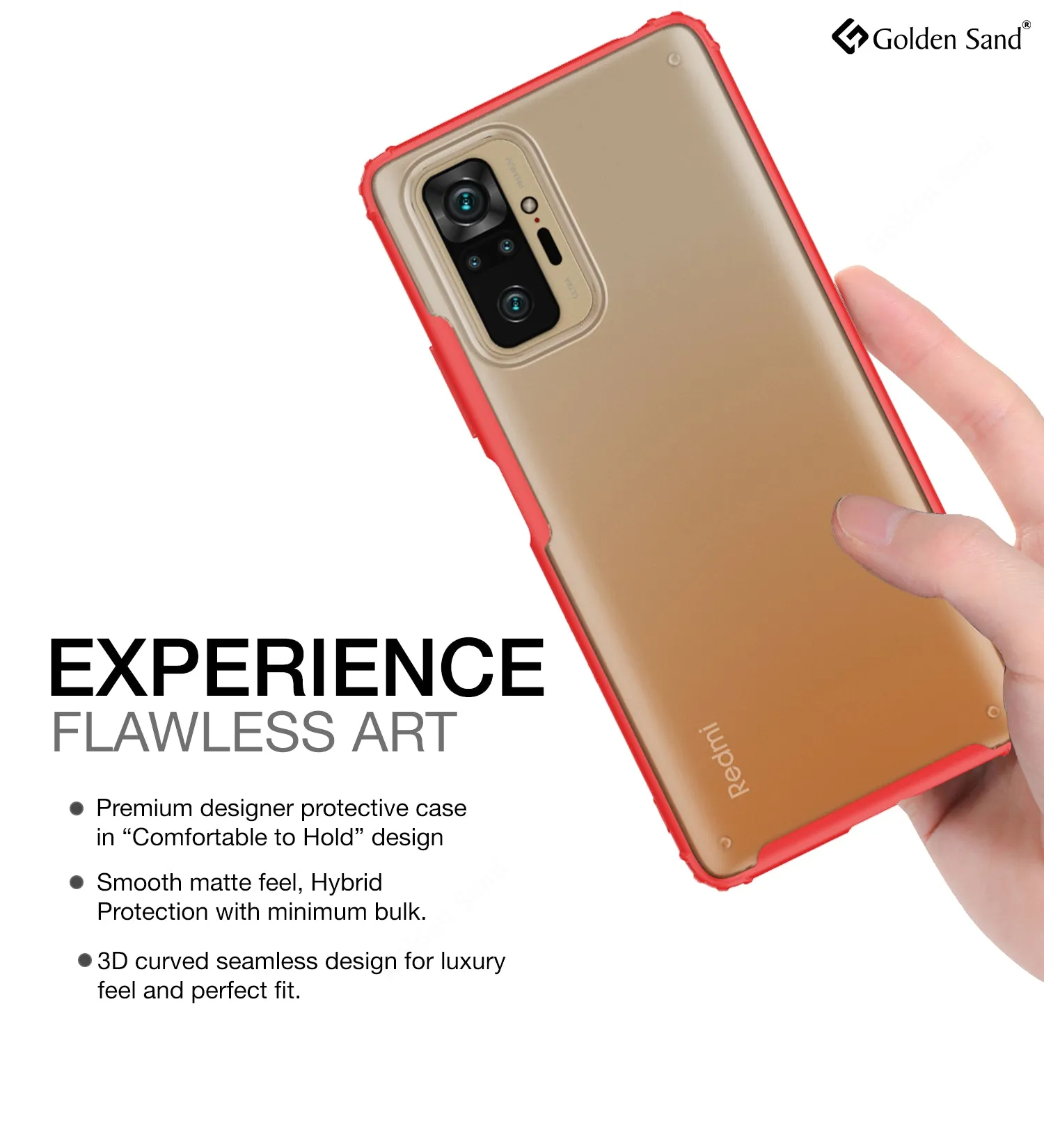 Rugged Frosted Semi Transparent PC Shock Proof Slim Back Cover for Xiaomi Redmi Note 10 Pro, Xiaomi Redmi Note 10 Pro Max, 6.67 inch, Red