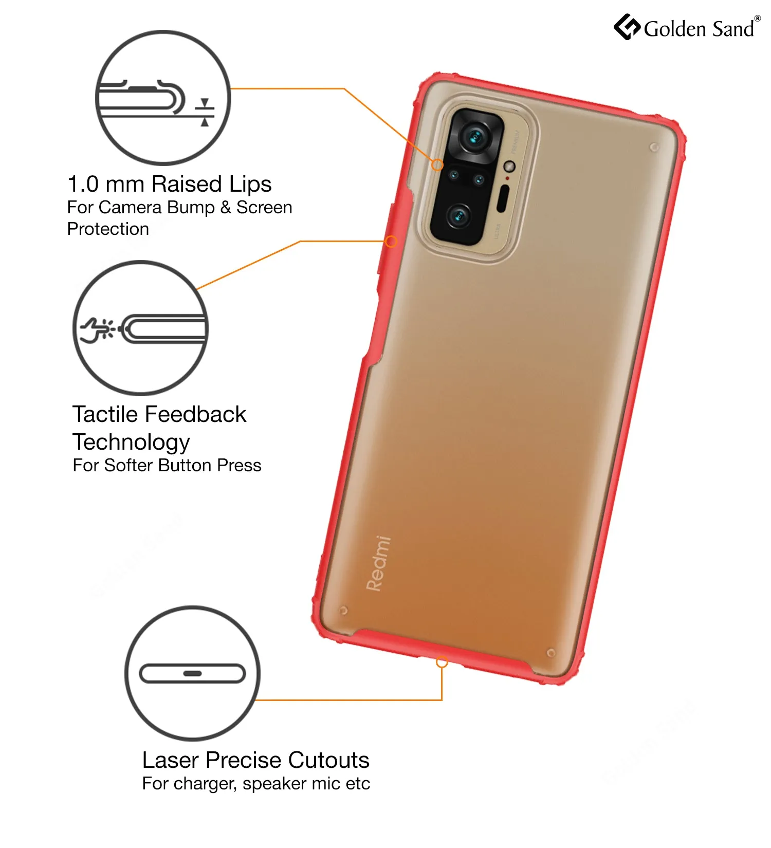 Rugged Frosted Semi Transparent PC Shock Proof Slim Back Cover for Xiaomi Redmi Note 10 Pro, Xiaomi Redmi Note 10 Pro Max, 6.67 inch, Red