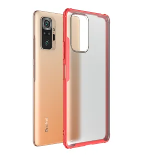 Rugged Frosted Semi Transparent PC Shock Proof Slim Back Cover for Xiaomi Redmi Note 10 Pro, Xiaomi Redmi Note 10 Pro Max, 6.67 inch, Red