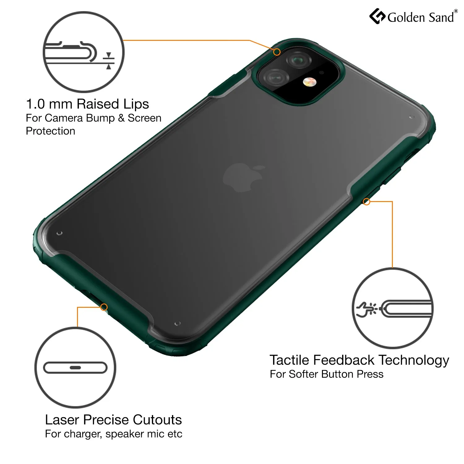 Rugged Frosted Series Hybrid Translucent Back Cover for Apple iPhone 11 6.1 inch, Green