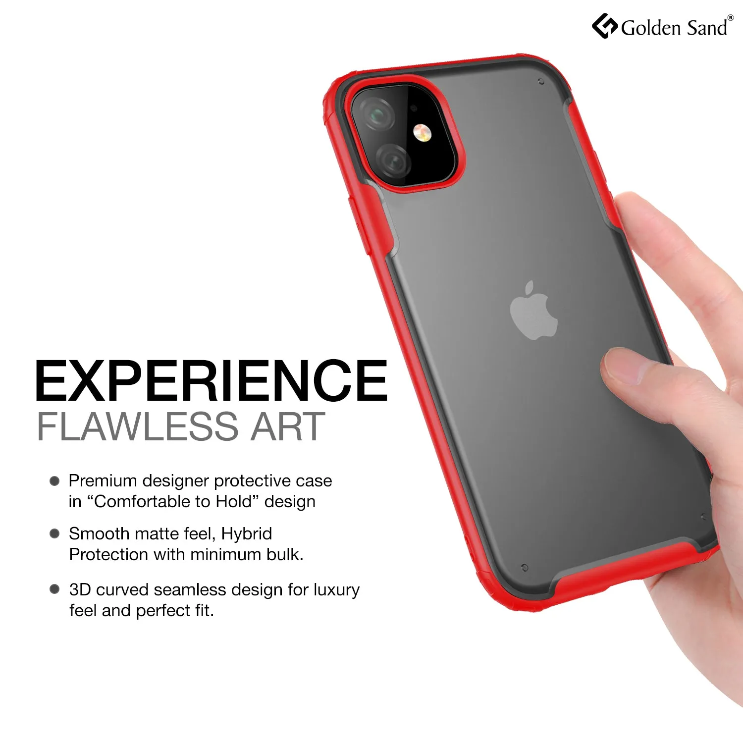 Rugged Frosted Series Hybrid Translucent Back Cover for Apple iPhone 11 6.1 inch, Red