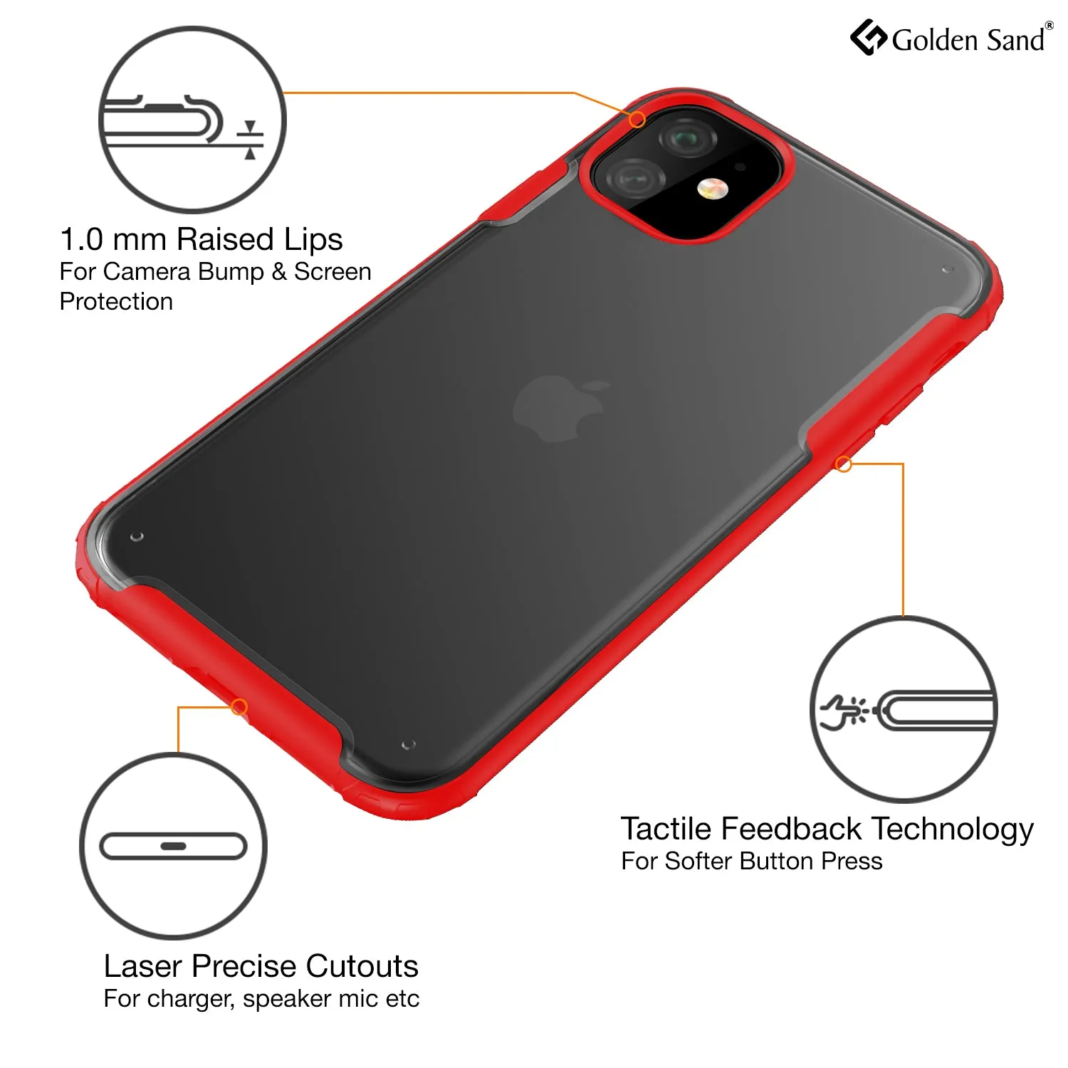Rugged Frosted Series Hybrid Translucent Back Cover for Apple iPhone 11 6.1 inch, Red