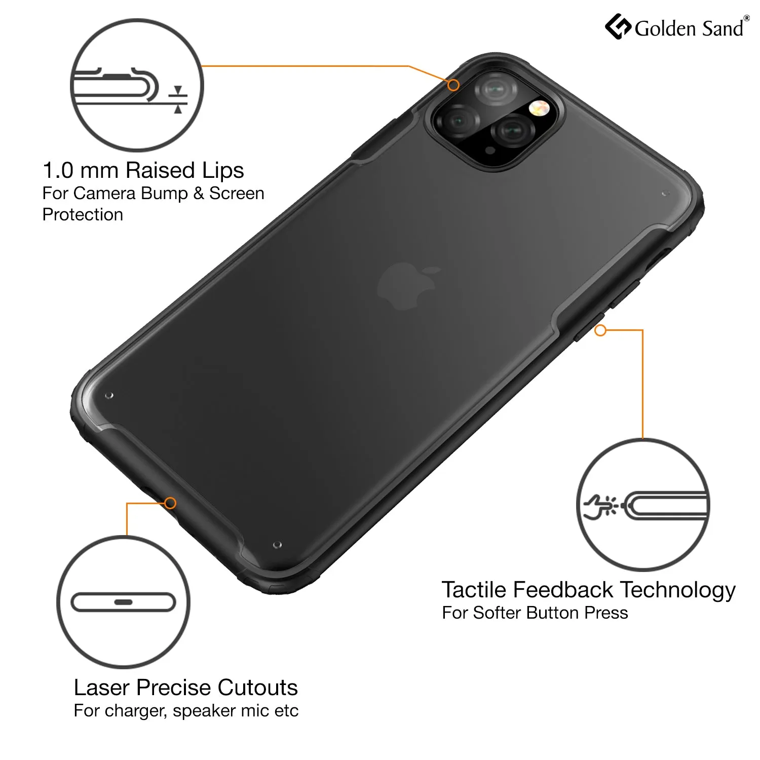 Rugged Frosted Series Hybrid Translucent Back Cover for Apple iPhone 11 Pro 5.8 inch, Black