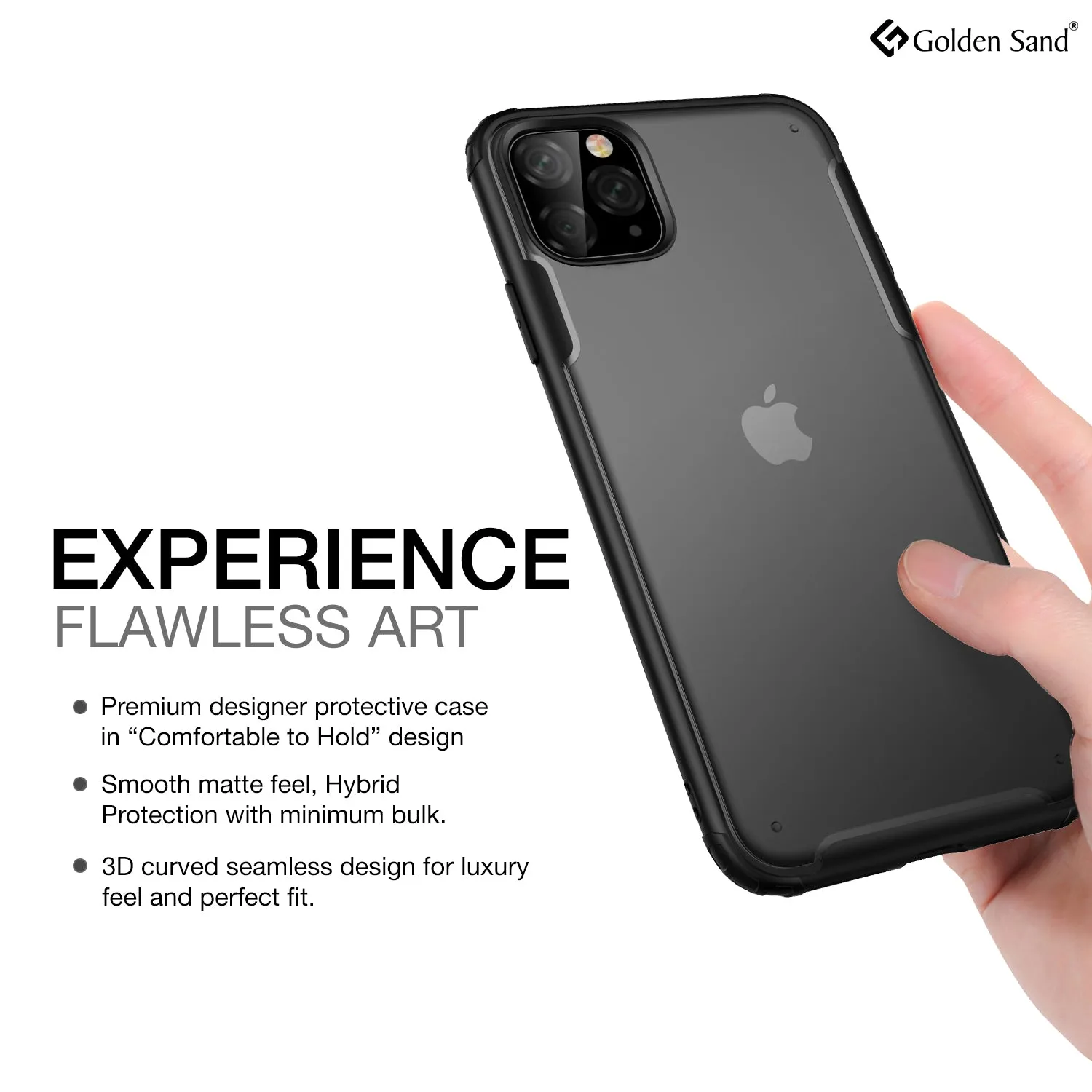 Rugged Frosted Series Hybrid Translucent Back Cover for Apple iPhone 11 Pro 5.8 inch, Black