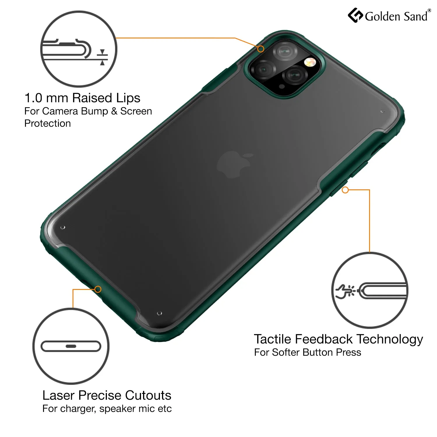 Rugged Frosted Series Hybrid Translucent Back Cover for Apple iPhone 11 Pro 5.8 inch, Green
