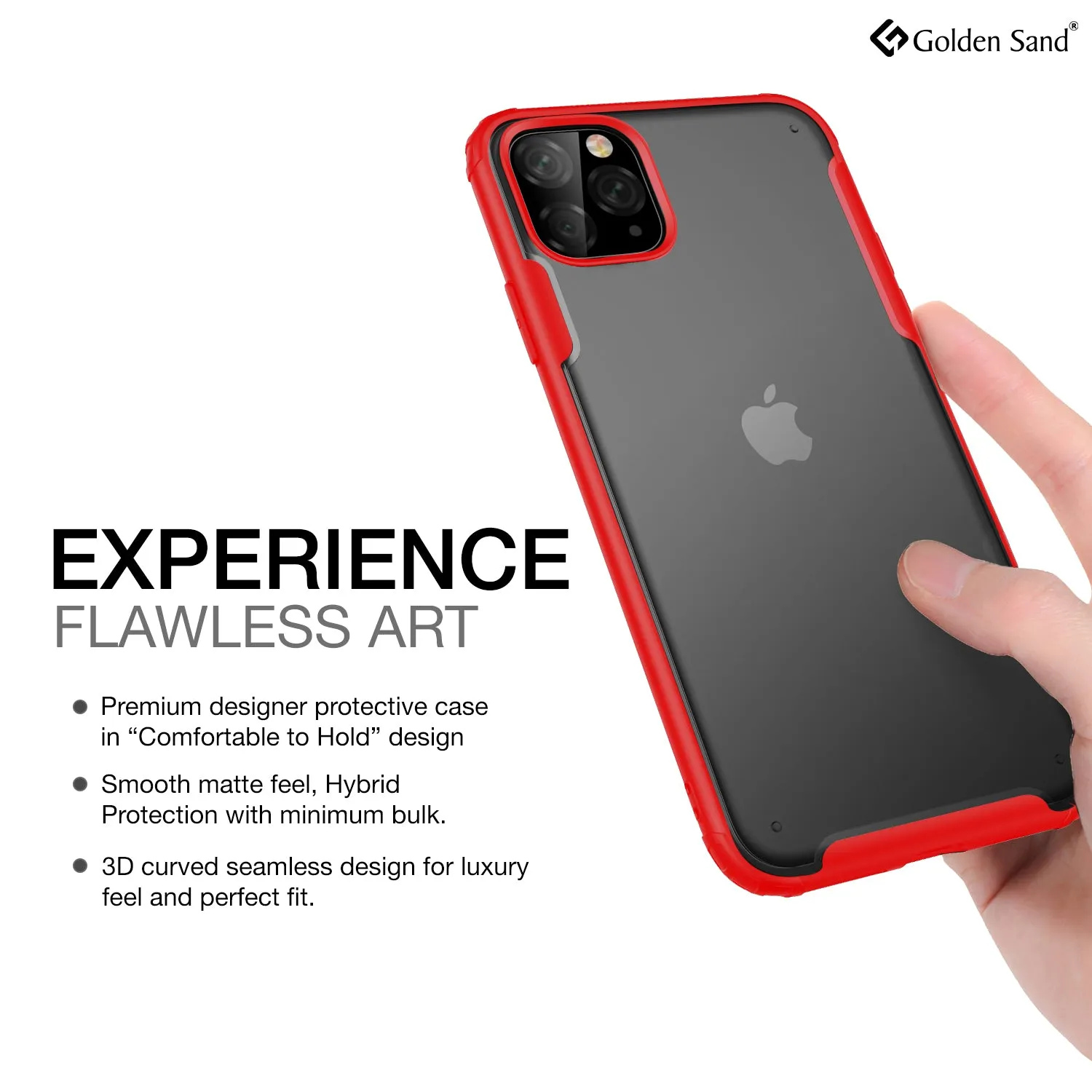 Rugged Frosted Series Hybrid Translucent Back Cover for Apple iPhone 11 Pro Max 6.5 inch, Red