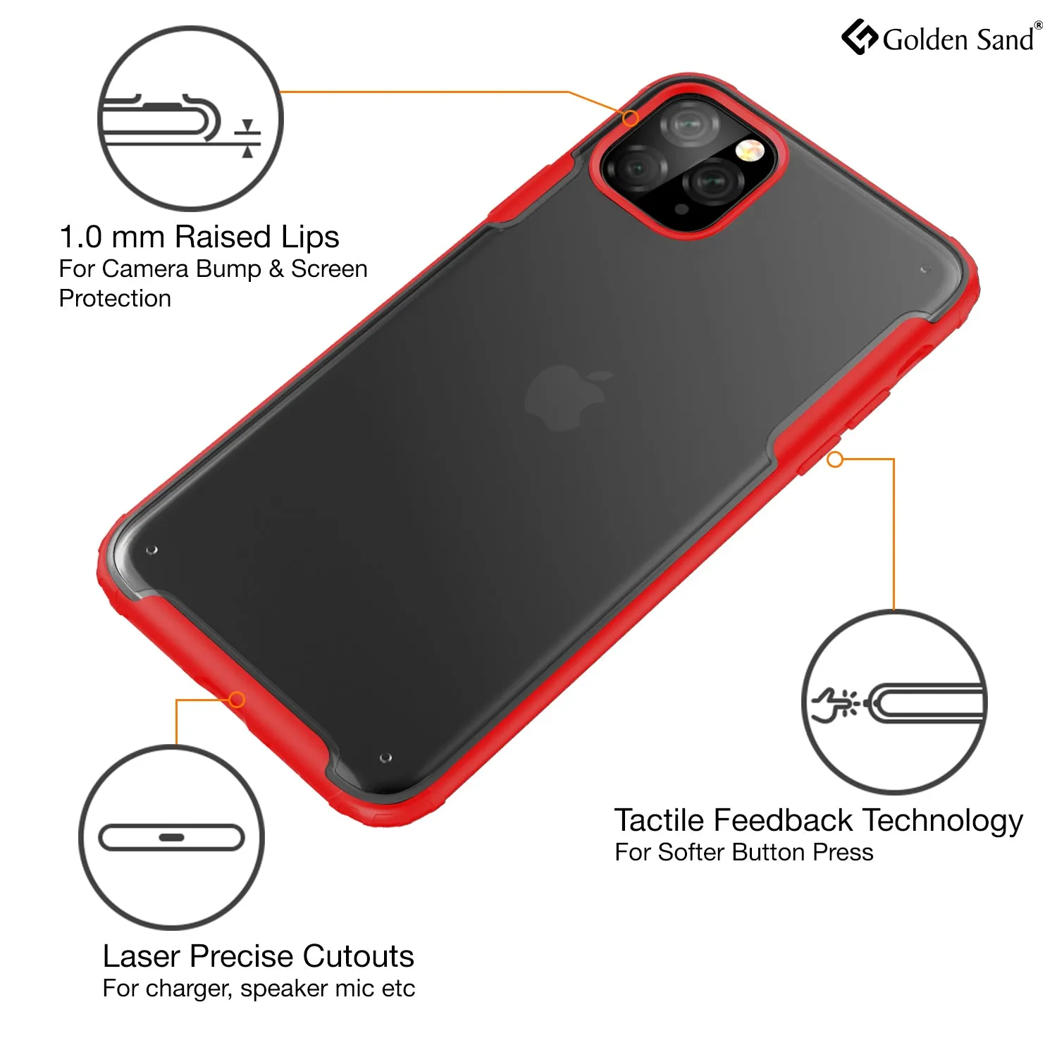 Rugged Frosted Series Hybrid Translucent Back Cover for Apple iPhone 11 Pro Max 6.5 inch, Red