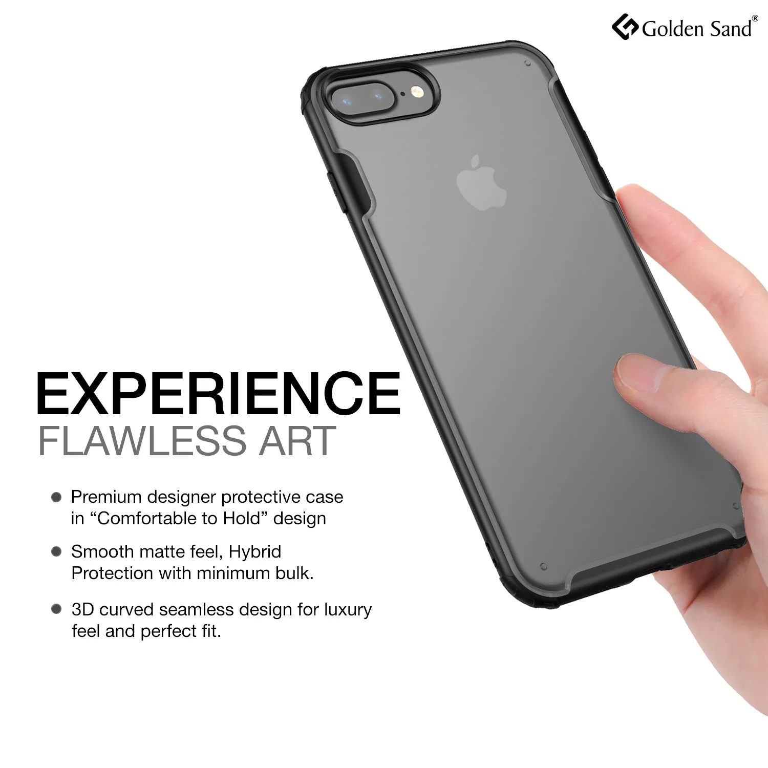 Rugged Frosted Series Hybrid Translucent Back Cover for Apple iPhone 6 Plus, 7 Plus, 8 Plus 5.5 inch, Black