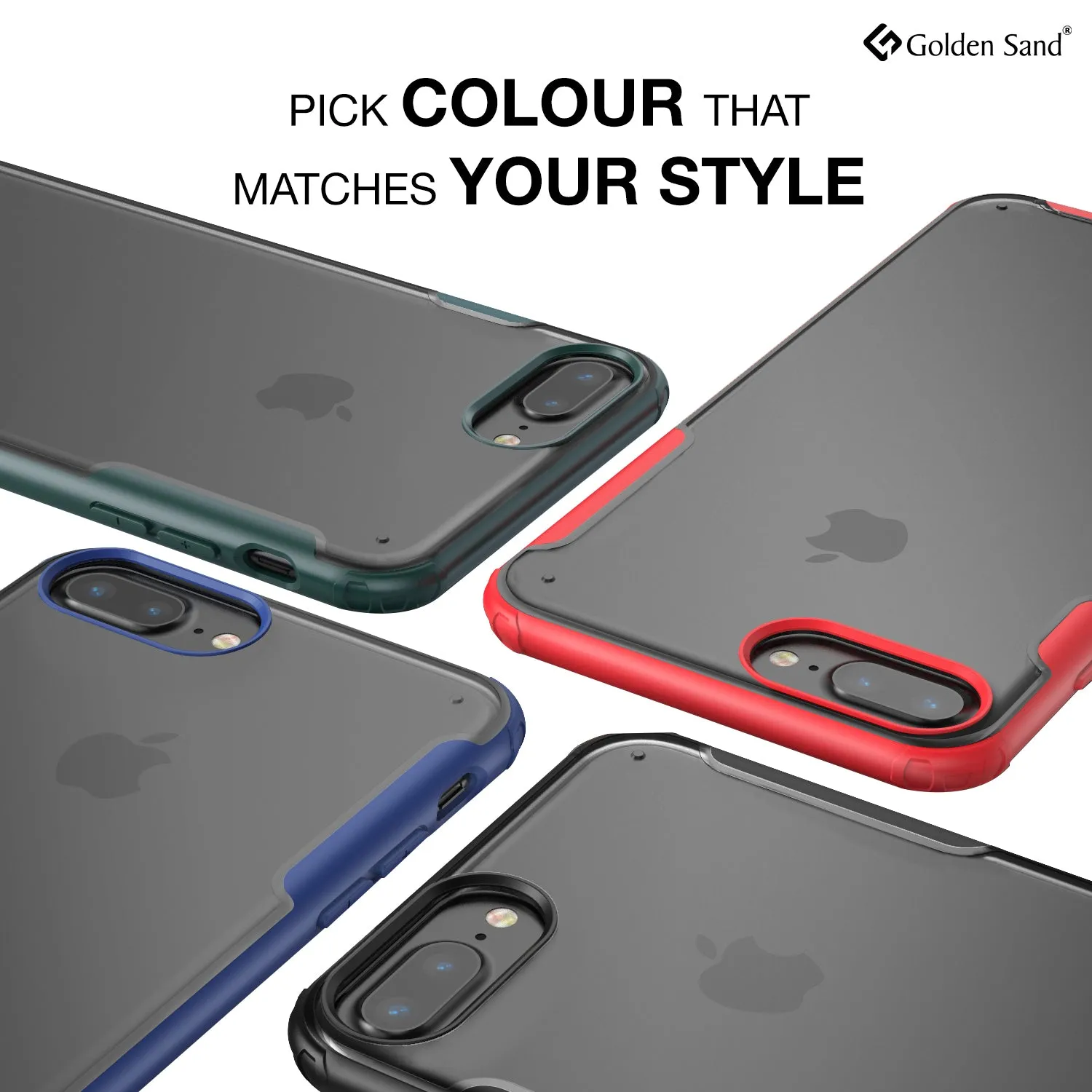 Rugged Frosted Series Hybrid Translucent Back Cover for Apple iPhone 6 Plus, 7 Plus, 8 Plus 5.5 inch, Black