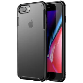 Rugged Frosted Series Hybrid Translucent Back Cover for Apple iPhone 6 Plus, 7 Plus, 8 Plus 5.5 inch, Black