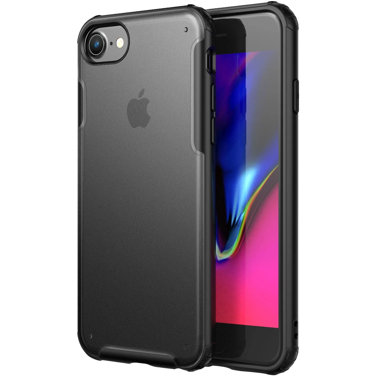 Rugged Frosted Series Hybrid Translucent Back Cover for Apple iPhone SE 3, Apple iPhone 6, 6s, 7, 8, SE 2020 4.7 inch, Black