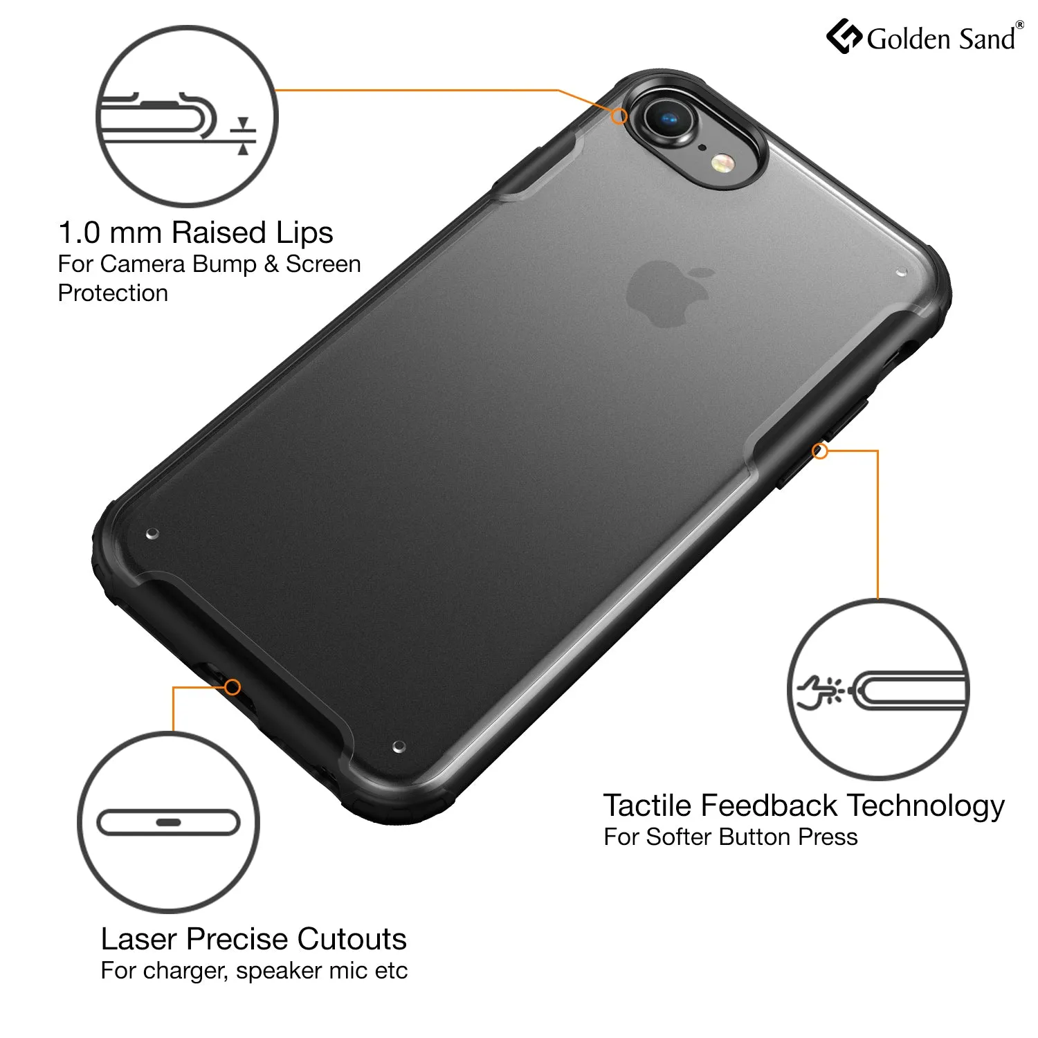 Rugged Frosted Series Hybrid Translucent Back Cover for Apple iPhone SE 3, Apple iPhone 6, 6s, 7, 8, SE 2020 4.7 inch, Black