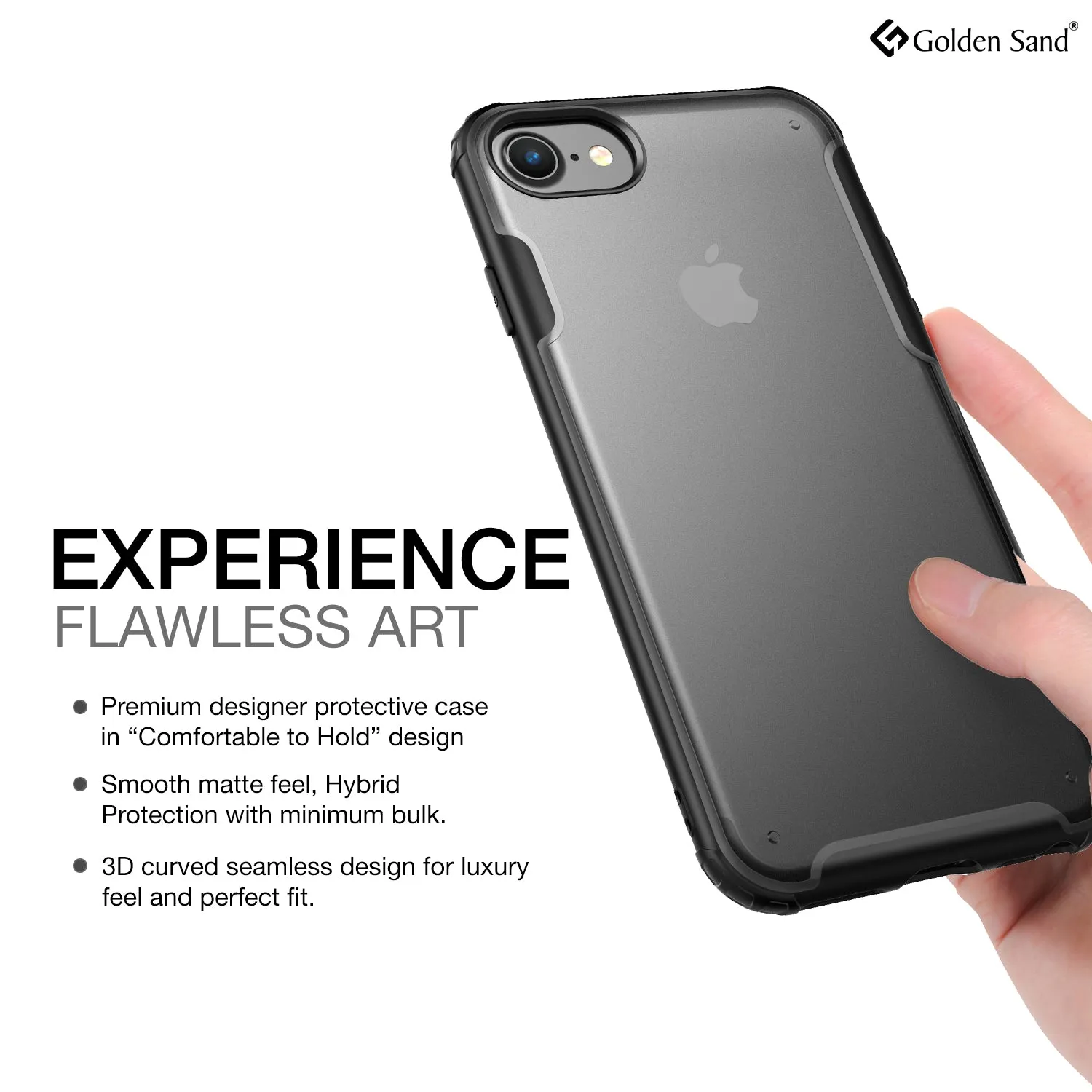 Rugged Frosted Series Hybrid Translucent Back Cover for Apple iPhone SE 3, Apple iPhone 6, 6s, 7, 8, SE 2020 4.7 inch, Black