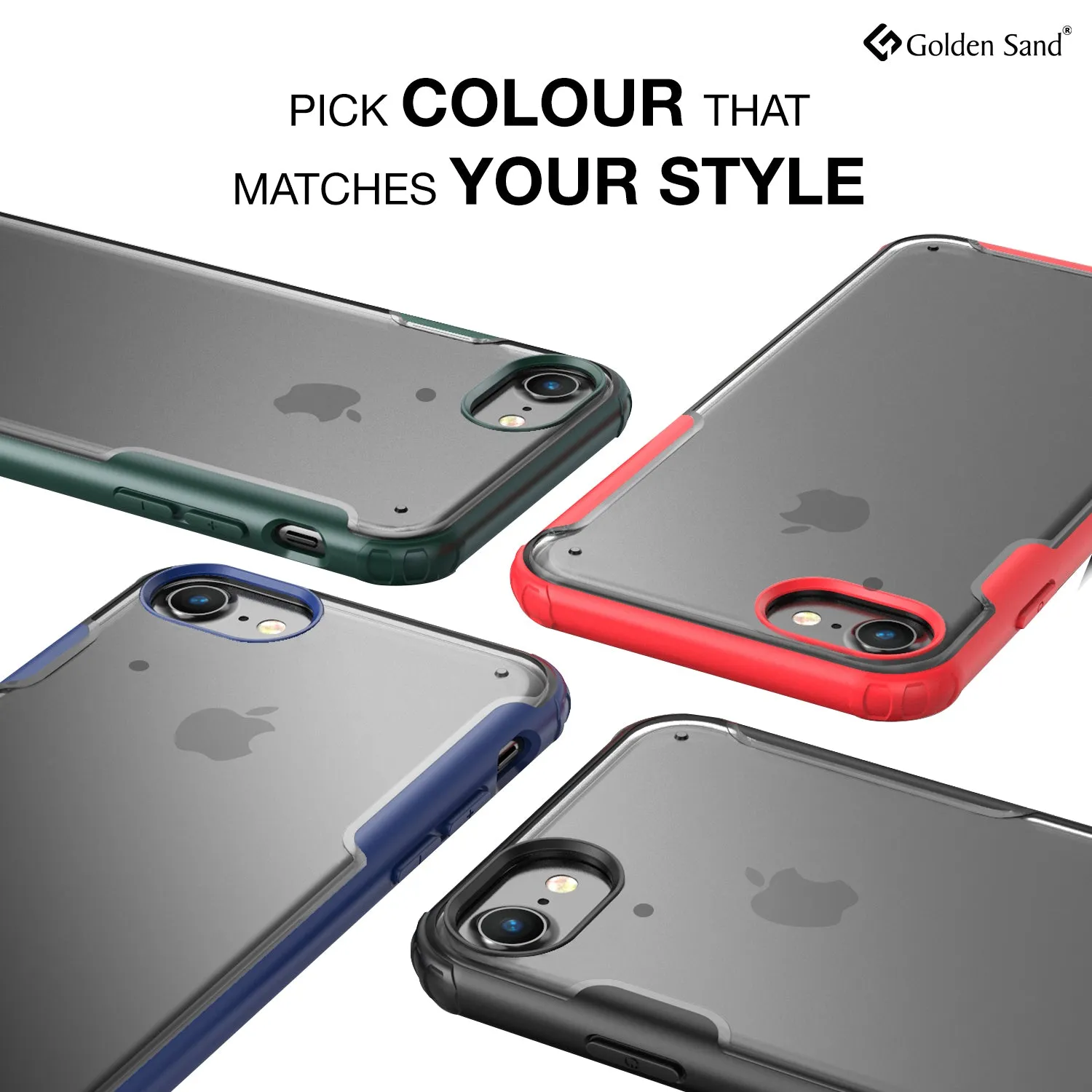 Rugged Frosted Series Hybrid Translucent Back Cover for Apple iPhone SE 3, Apple iPhone 6, 6s, 7, 8, SE 2020 4.7 inch, Black