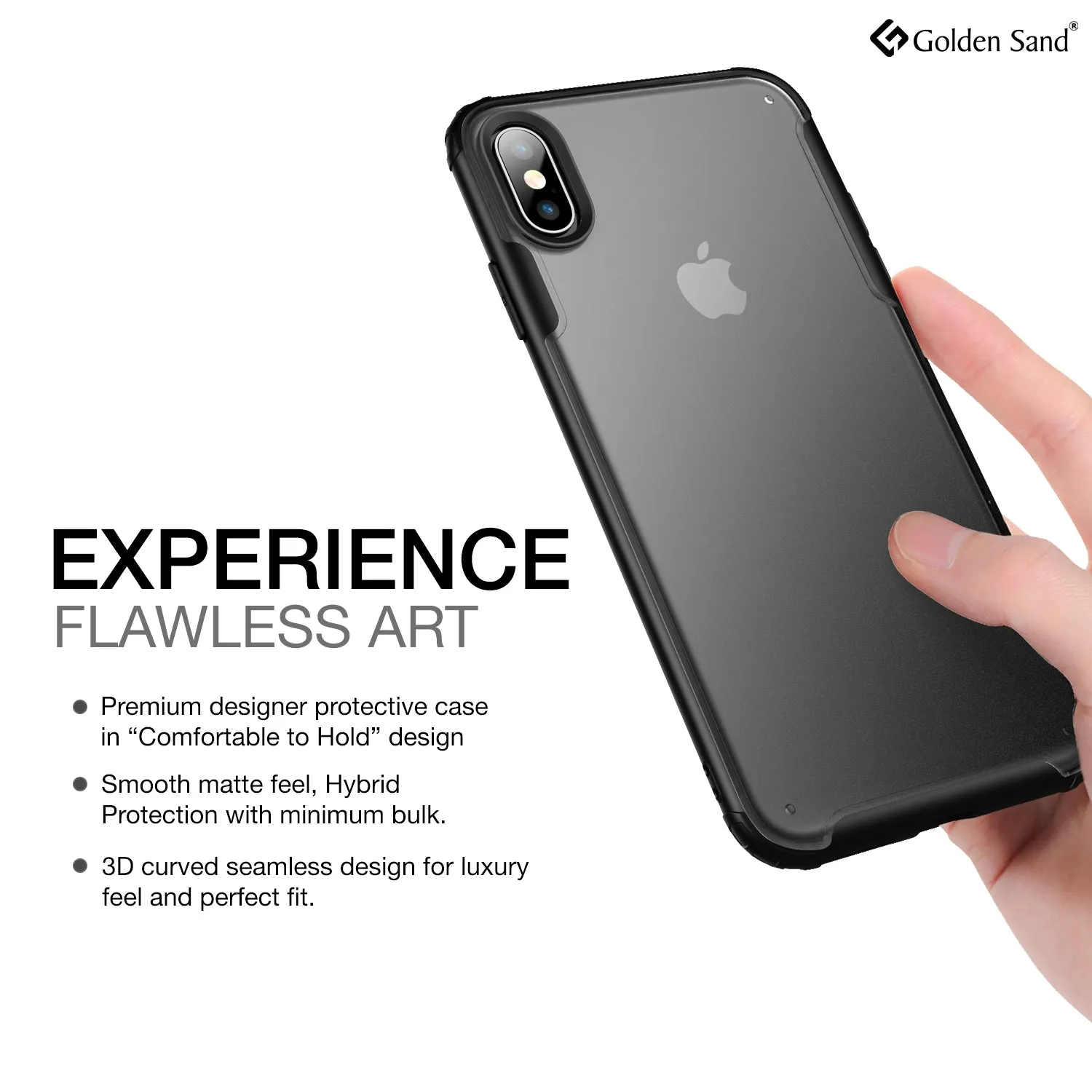 Rugged Frosted Series Hybrid Translucent Back Cover for Apple iPhone X, XS 5.8 inch, Black