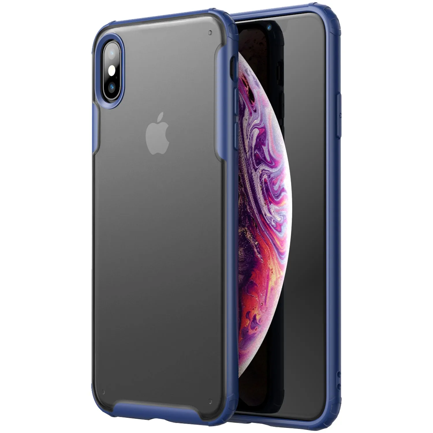 Rugged Frosted Series Hybrid Translucent Back Cover for Apple iPhone X, XS 5.8 inch, Blue