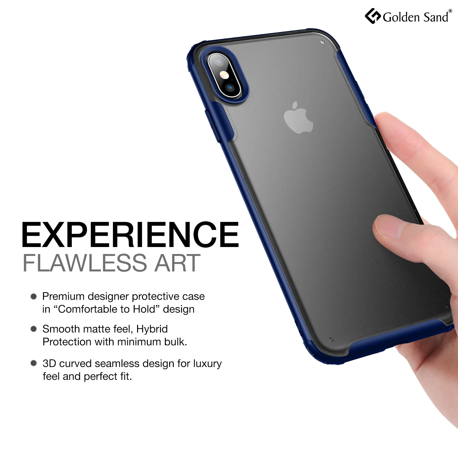 Rugged Frosted Series Hybrid Translucent Back Cover for Apple iPhone X, XS 5.8 inch, Blue