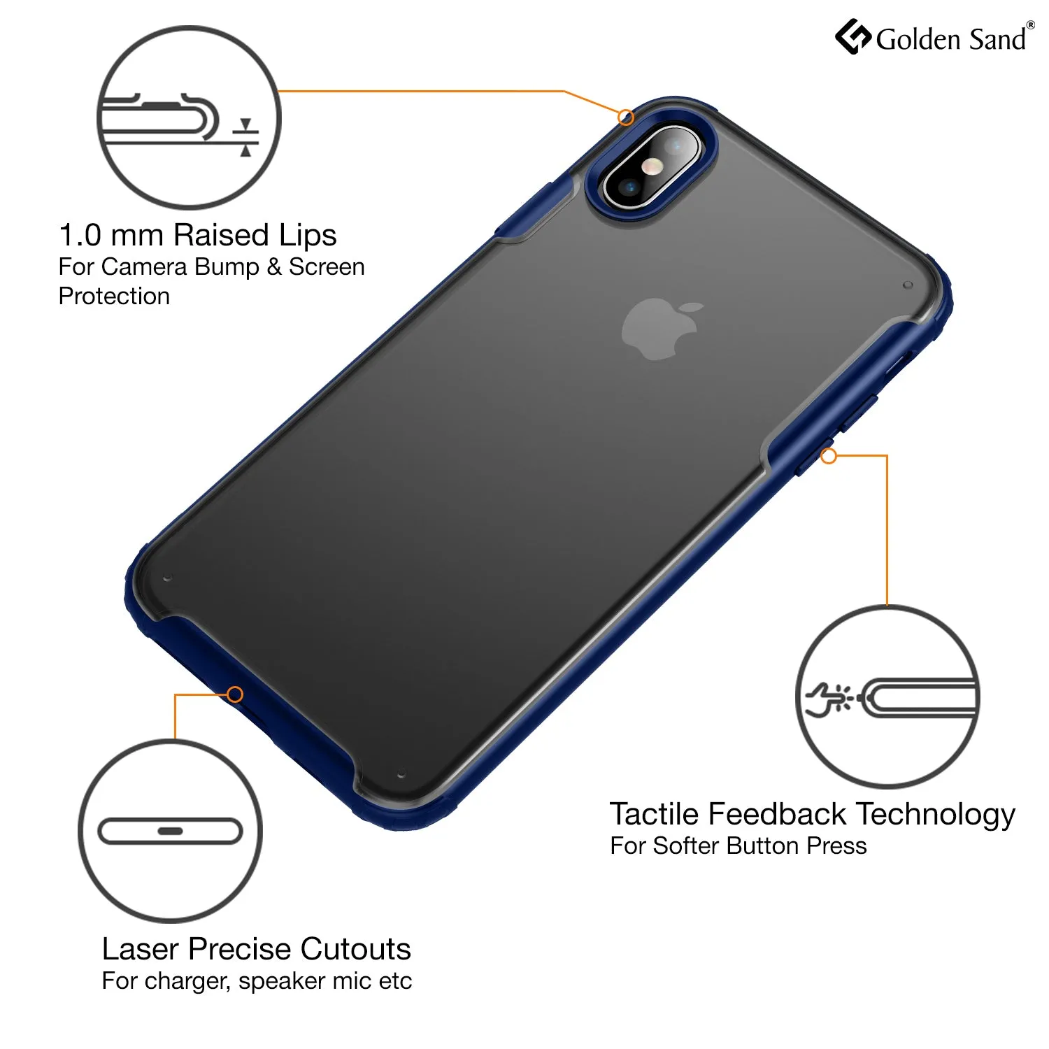 Rugged Frosted Series Hybrid Translucent Back Cover for Apple iPhone X, XS 5.8 inch, Blue