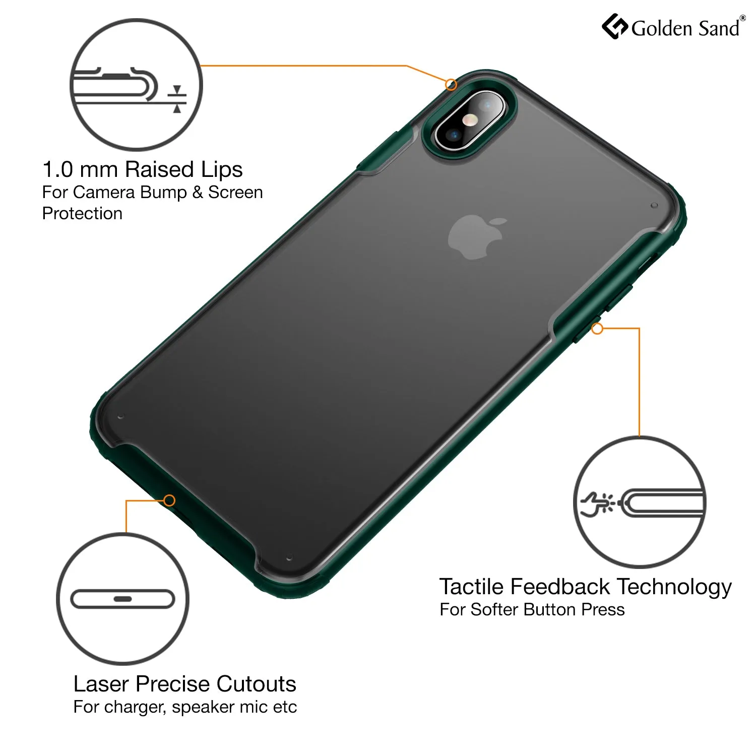 Rugged Frosted Series Hybrid Translucent Back Cover for Apple iPhone X, XS 5.8 inch, Green