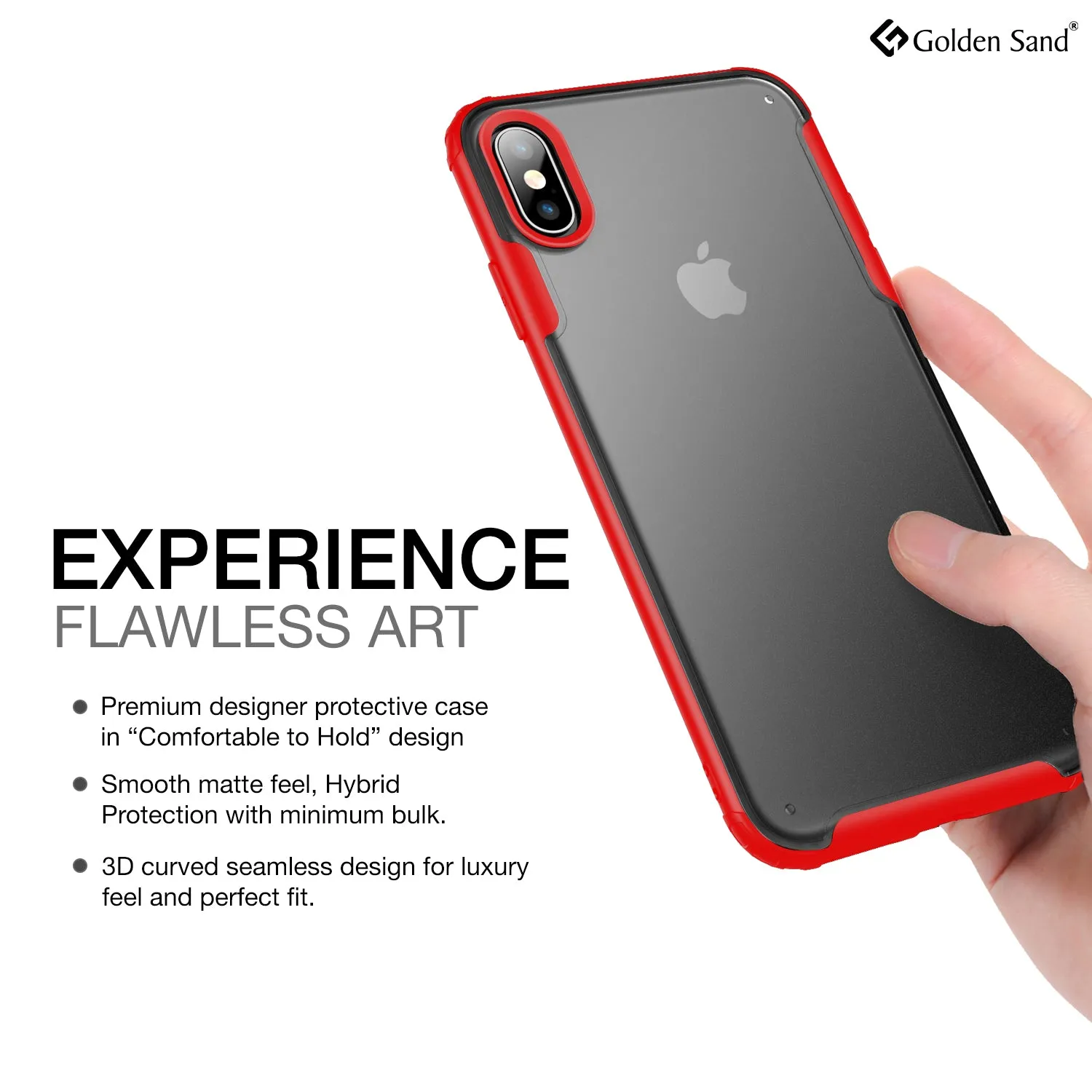 Rugged Frosted Series Hybrid Translucent Back Cover for Apple iPhone X, XS 5.8 inch, Red