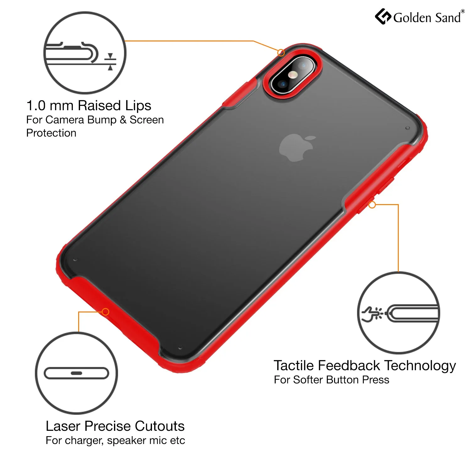 Rugged Frosted Series Hybrid Translucent Back Cover for Apple iPhone X, XS 5.8 inch, Red
