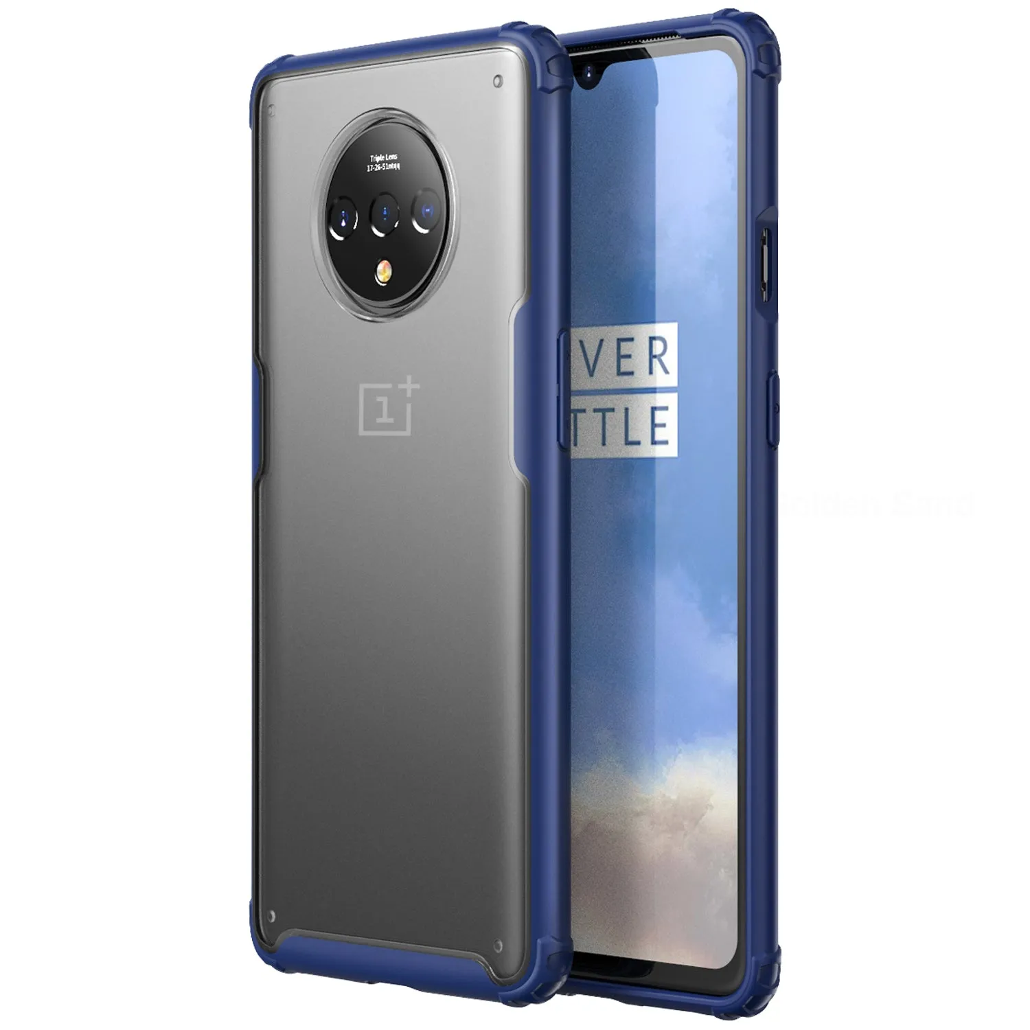 Rugged Frosted Series Hybrid Translucent Back Cover for One Plus 7T 6.5 inch, Blue