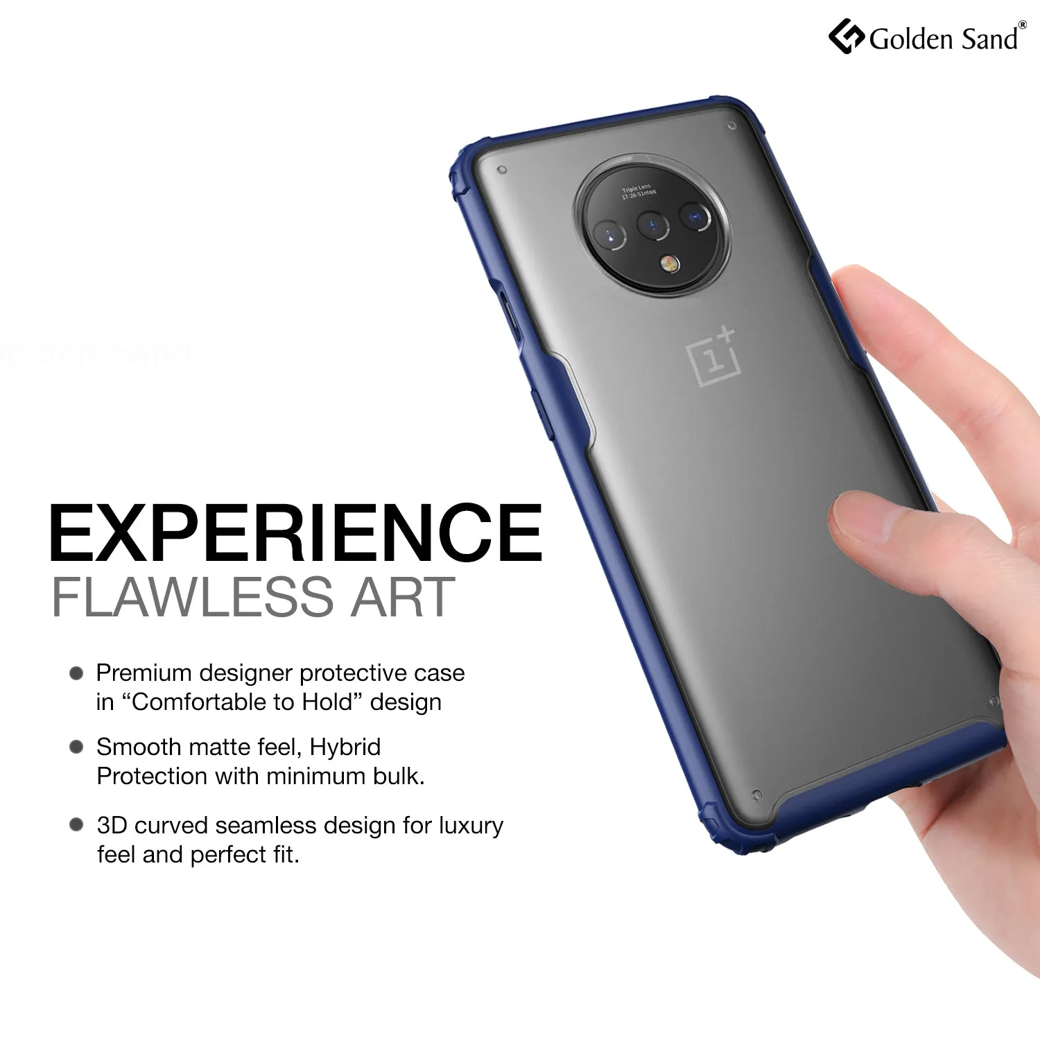 Rugged Frosted Series Hybrid Translucent Back Cover for One Plus 7T 6.5 inch, Blue
