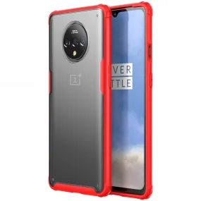 Rugged Frosted Series Hybrid Translucent Back Cover for One Plus 7T 6.5 inch, Red