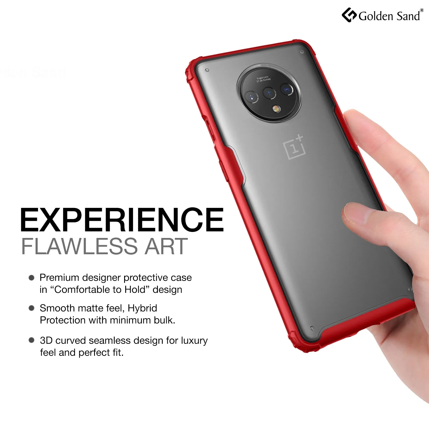 Rugged Frosted Series Hybrid Translucent Back Cover for One Plus 7T 6.5 inch, Red