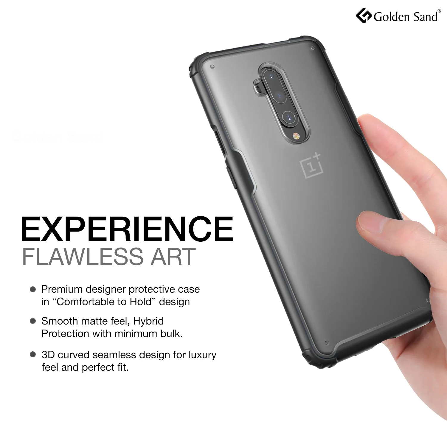 Rugged Frosted Series Hybrid Translucent Back Cover for One Plus 7T Pro, OnePlus 7 Pro 6.7 inch, Black
