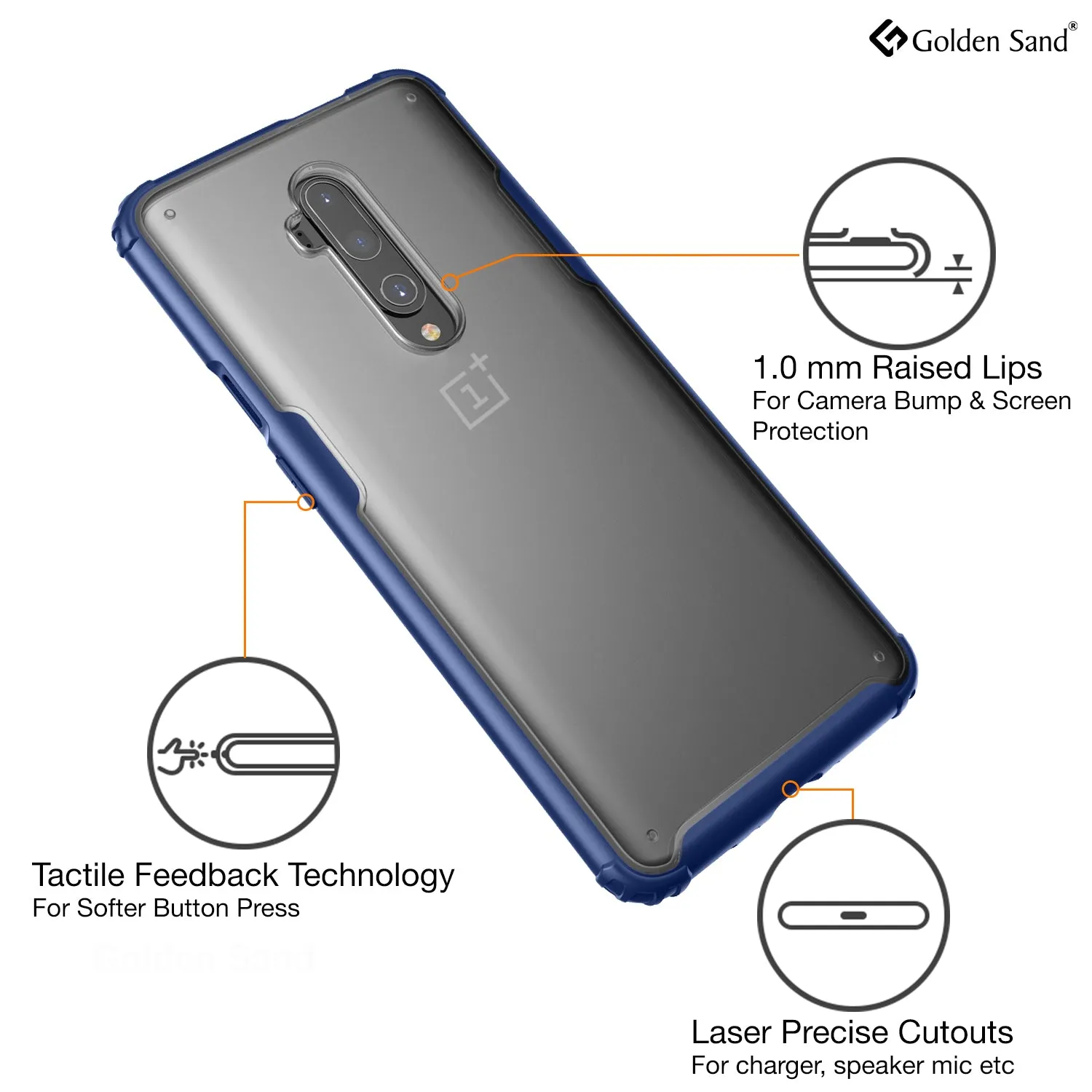 Rugged Frosted Series Hybrid Translucent Back Cover for One Plus 7T Pro, OnePlus 7 Pro, 6.7 inch, Blue