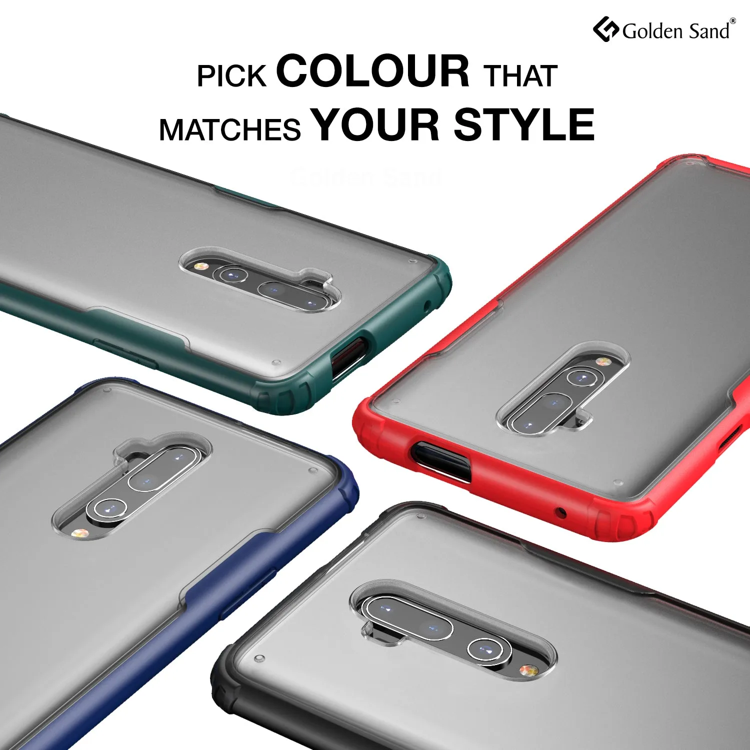 Rugged Frosted Series Hybrid Translucent Back Cover for One Plus 7T Pro, OnePlus 7 Pro, 6.7 inch, Blue