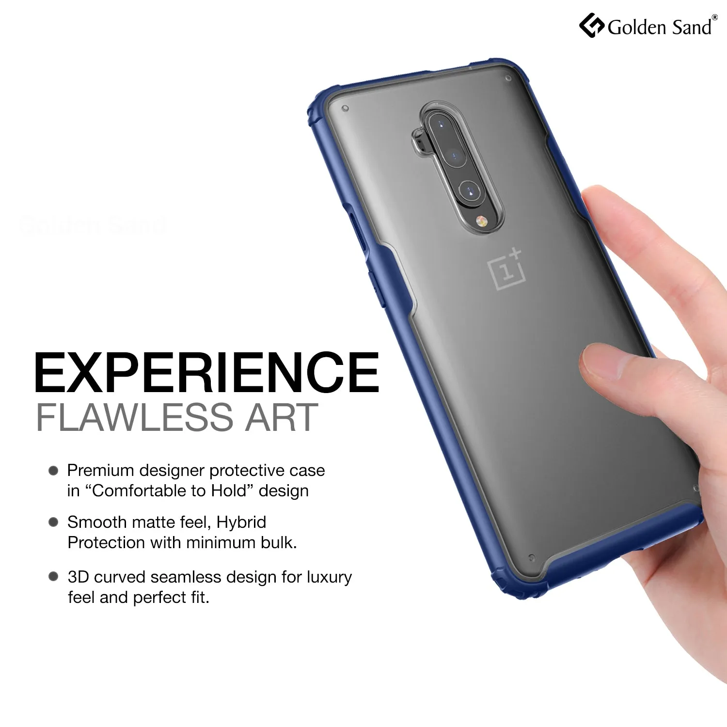 Rugged Frosted Series Hybrid Translucent Back Cover for One Plus 7T Pro, OnePlus 7 Pro, 6.7 inch, Blue