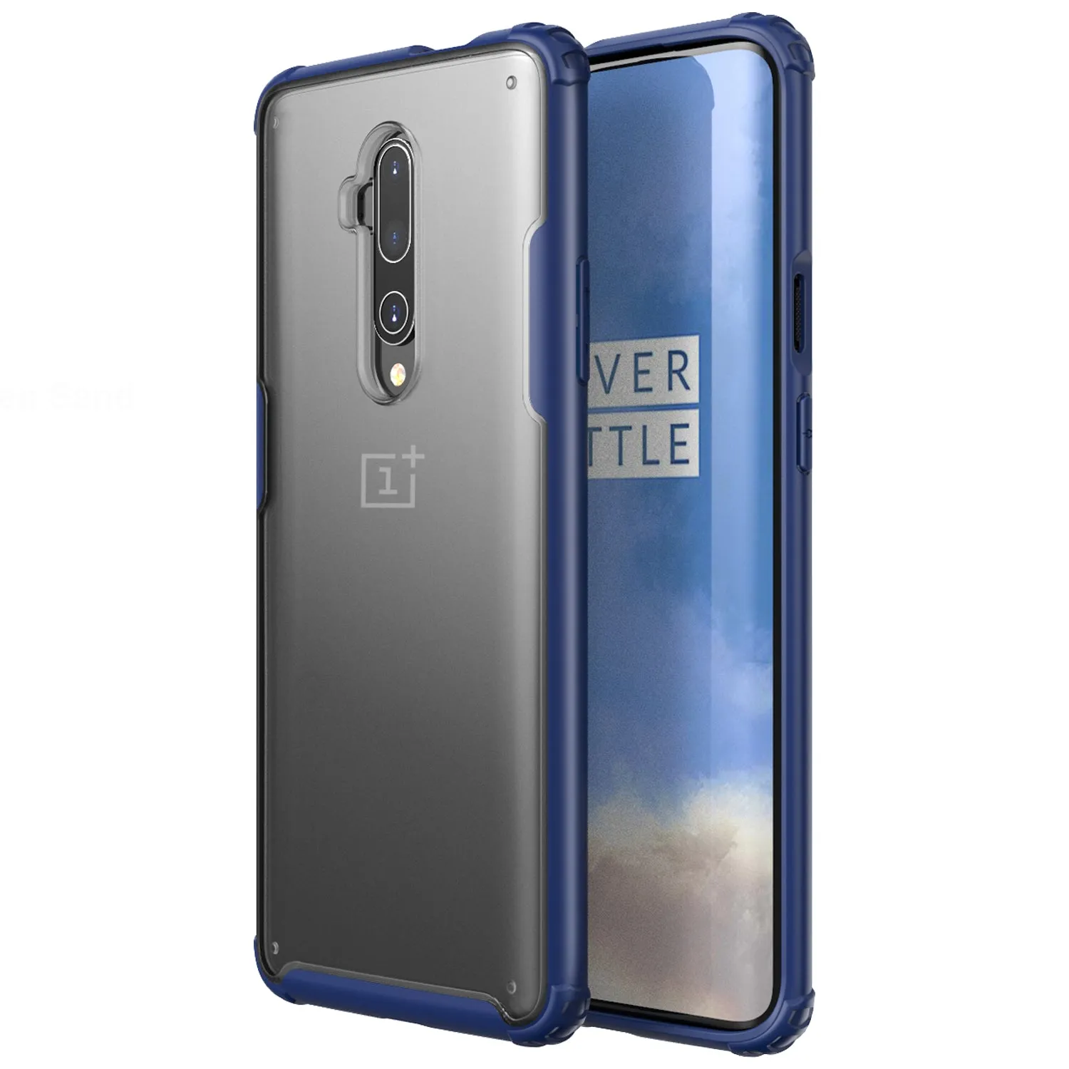 Rugged Frosted Series Hybrid Translucent Back Cover for One Plus 7T Pro, OnePlus 7 Pro, 6.7 inch, Blue