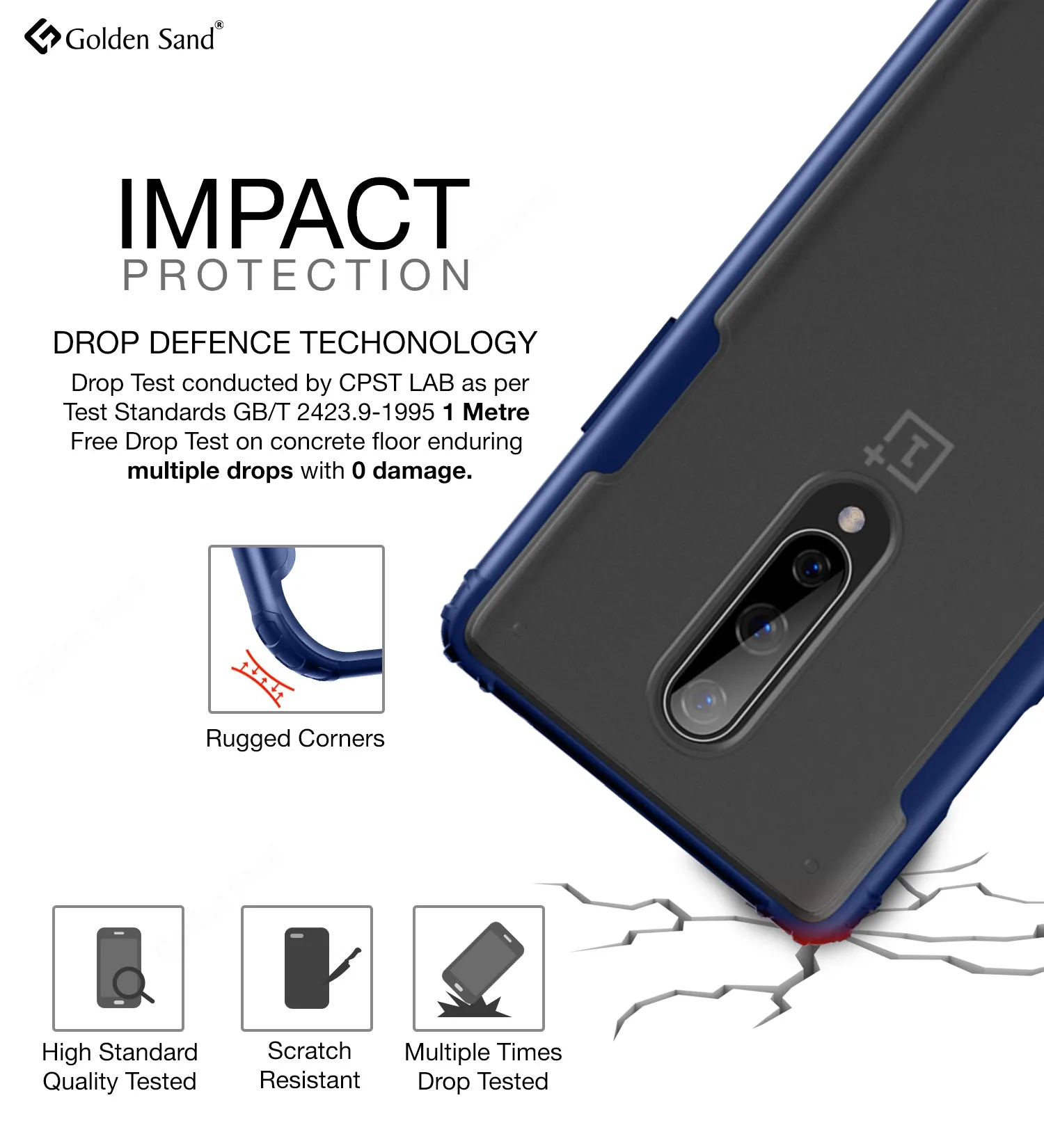Rugged Frosted Series Hybrid Translucent Back Cover for One Plus 8 6.55 inch, Blue