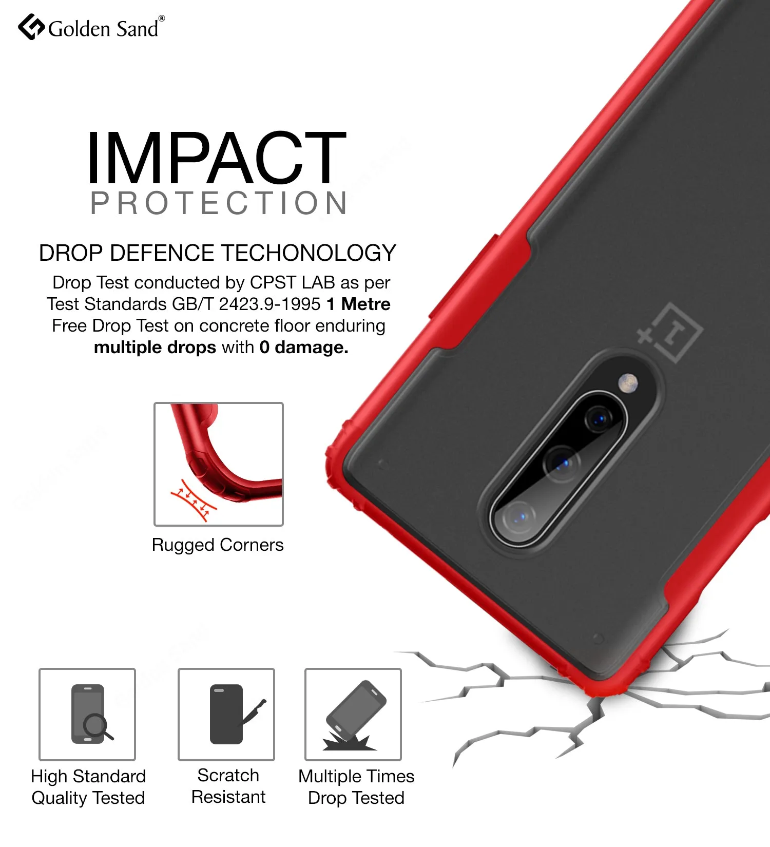 Rugged Frosted Series Hybrid Translucent Back Cover for One Plus 8 6.55 inch, Red