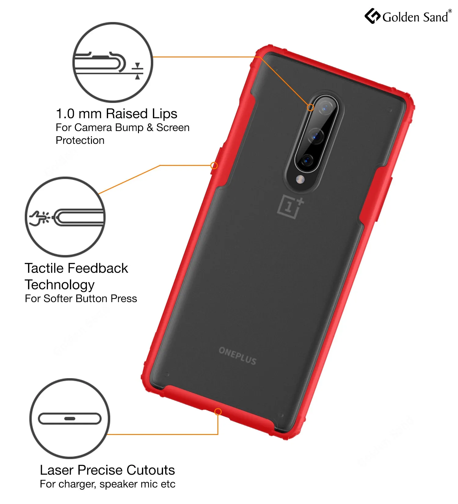 Rugged Frosted Series Hybrid Translucent Back Cover for One Plus 8 6.55 inch, Red