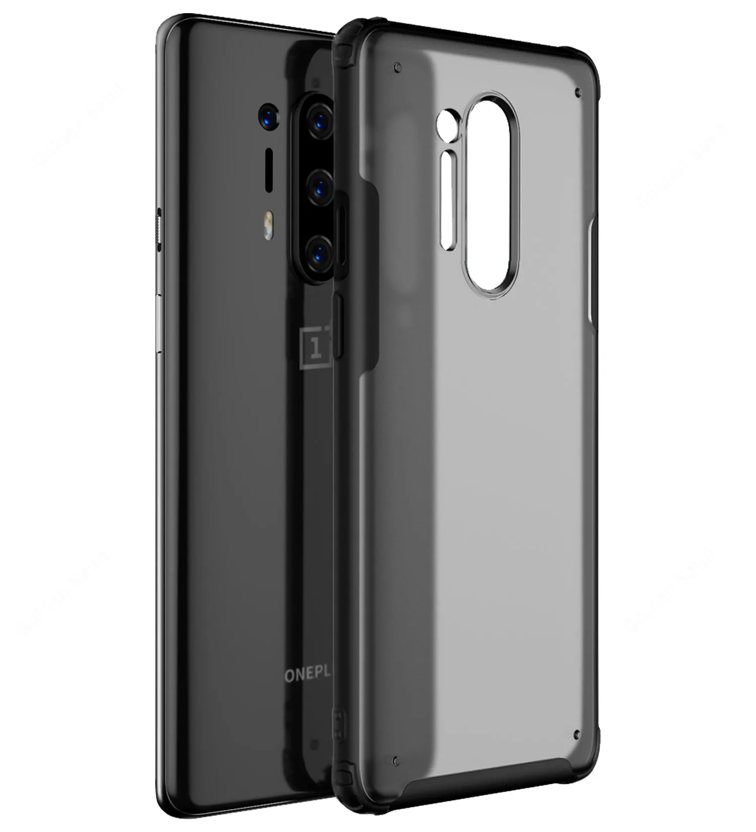 Rugged Frosted Series Hybrid Translucent Back Cover for One Plus 8 Pro 6.78 inch, Black