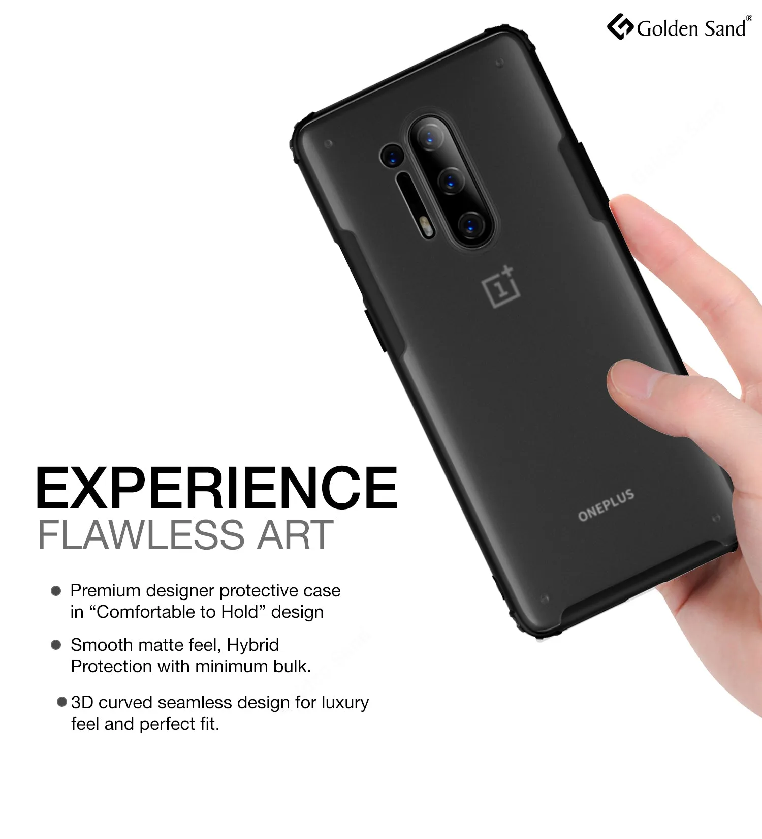 Rugged Frosted Series Hybrid Translucent Back Cover for One Plus 8 Pro 6.78 inch, Black