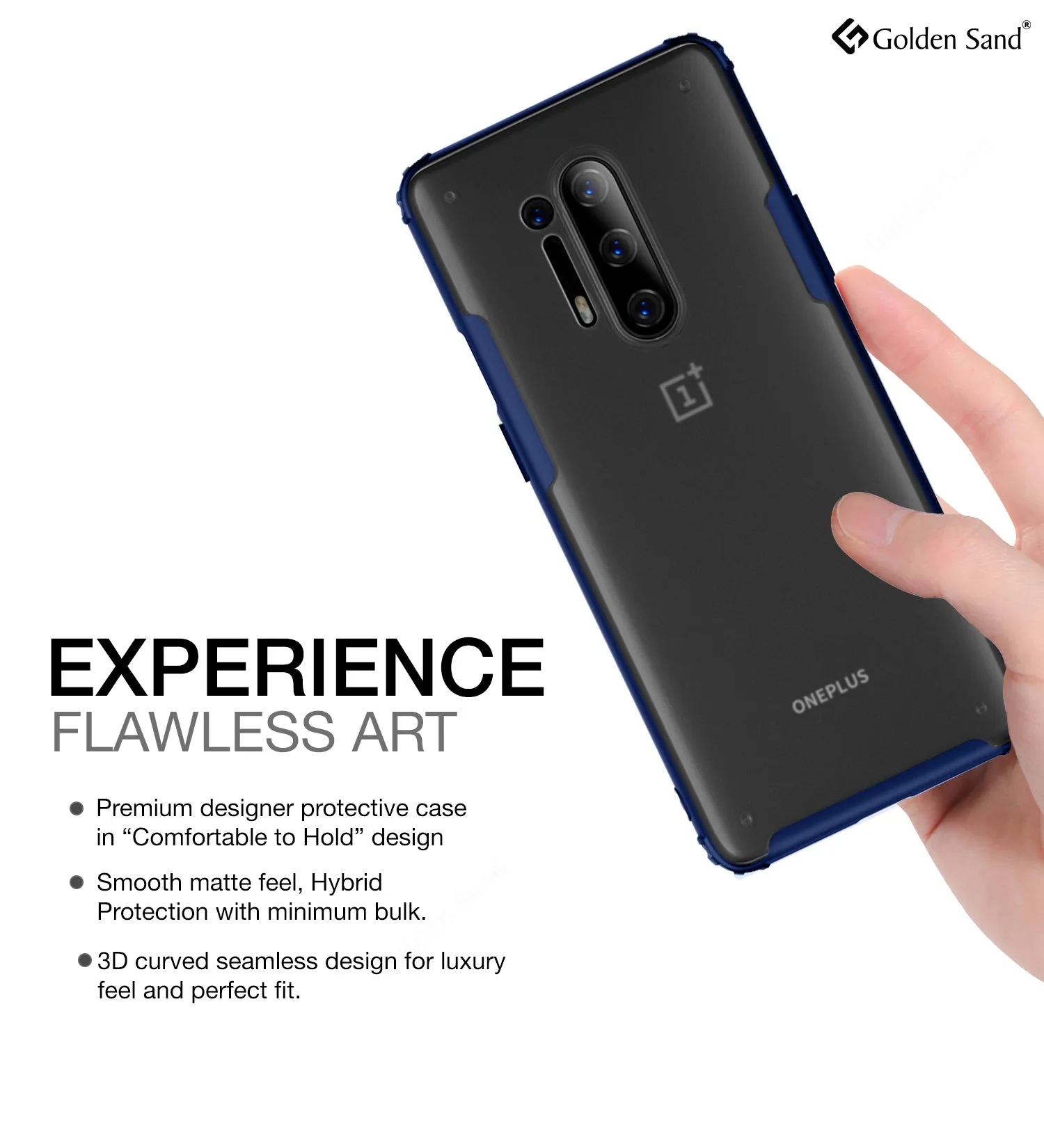 Rugged Frosted Series Hybrid Translucent Back Cover for One Plus 8 Pro 6.78 inch, Blue