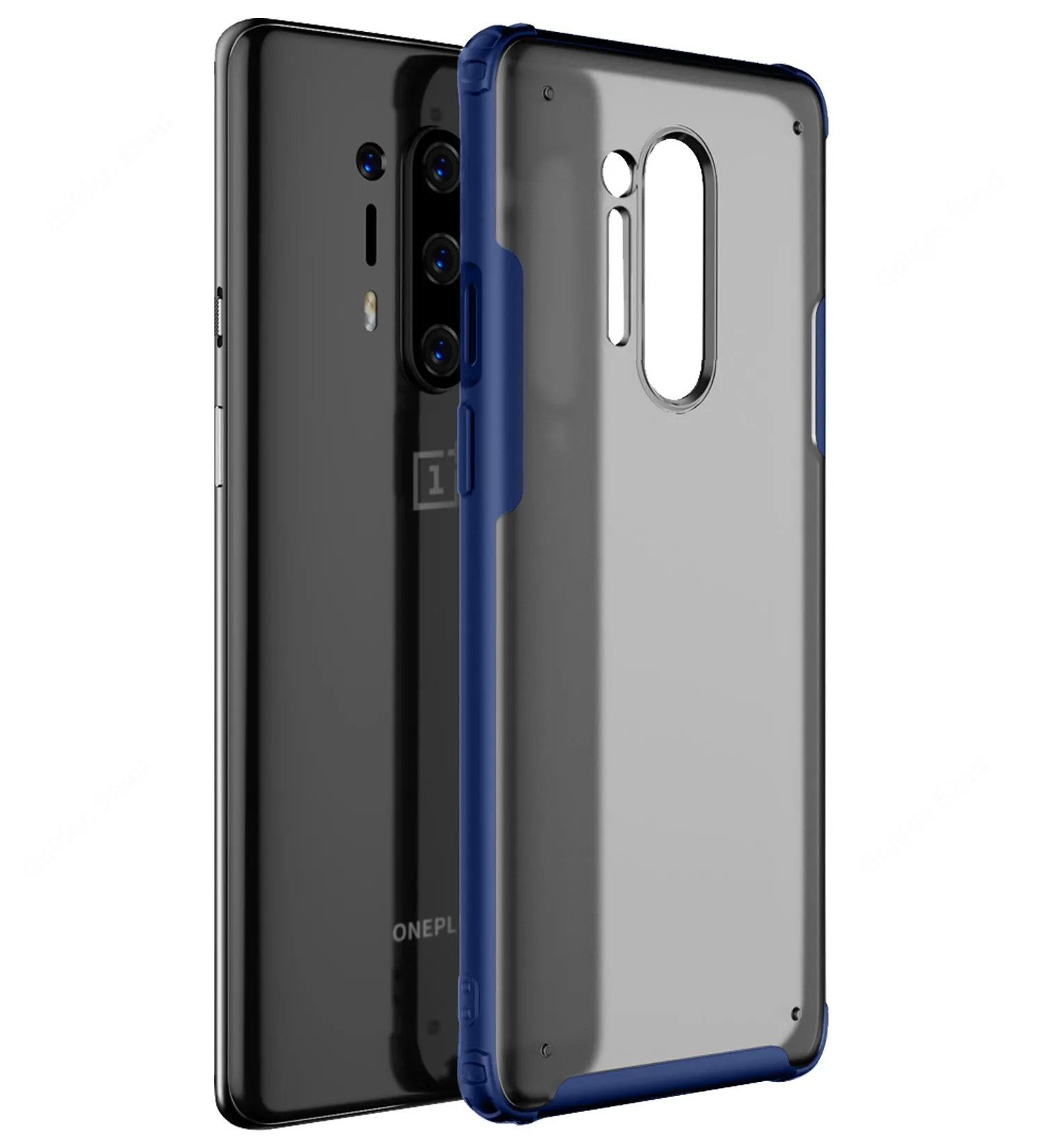Rugged Frosted Series Hybrid Translucent Back Cover for One Plus 8 Pro 6.78 inch, Blue