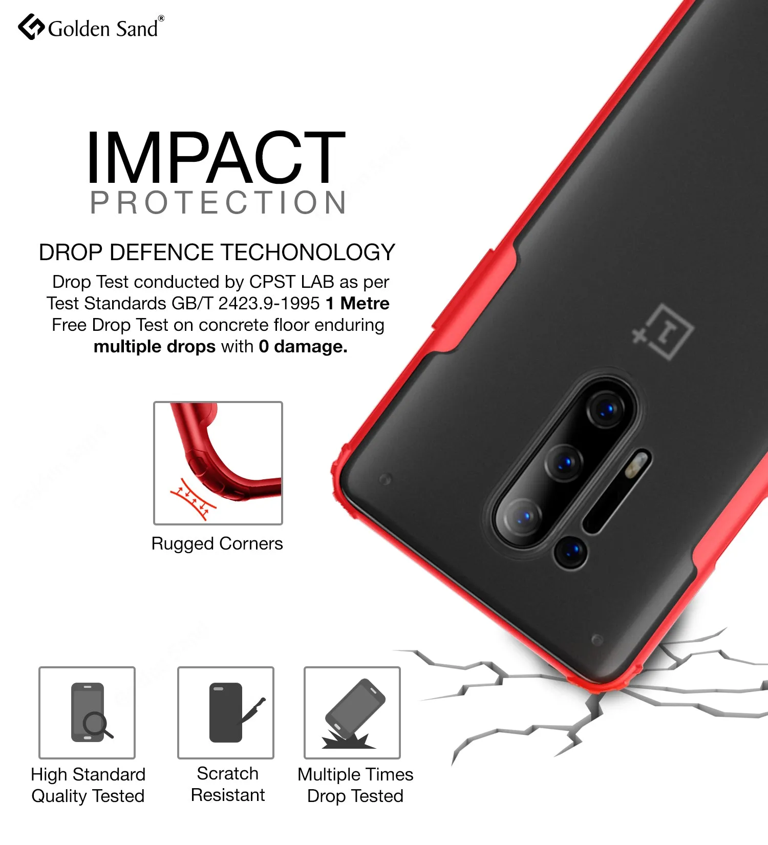 Rugged Frosted Series Hybrid Translucent Back Cover for One Plus 8 Pro 6.78 inch, Red