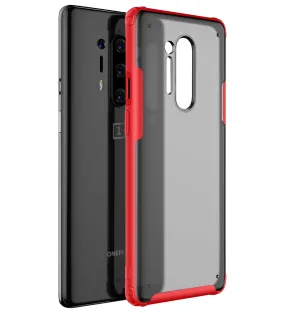 Rugged Frosted Series Hybrid Translucent Back Cover for One Plus 8 Pro 6.78 inch, Red