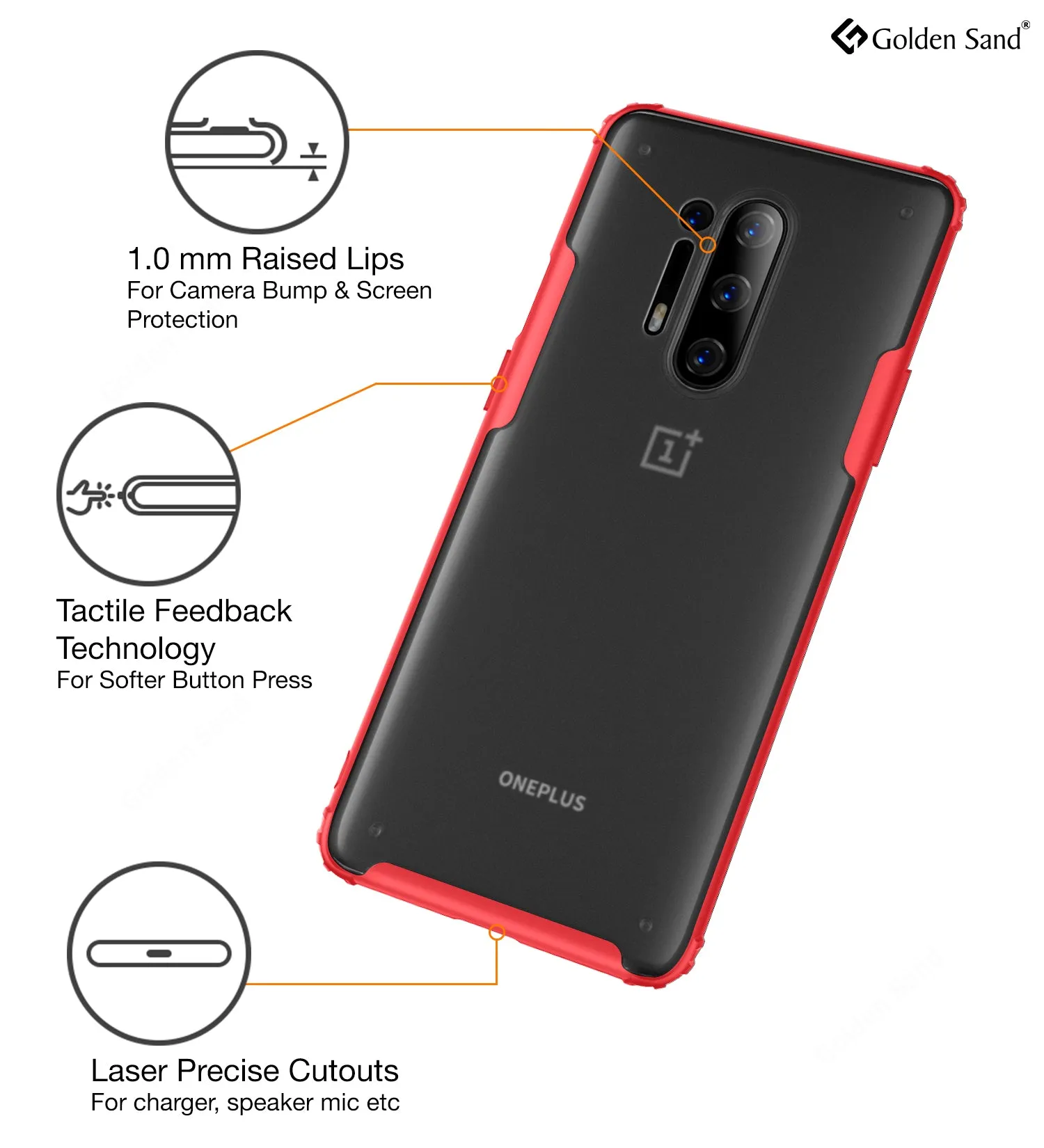 Rugged Frosted Series Hybrid Translucent Back Cover for One Plus 8 Pro 6.78 inch, Red