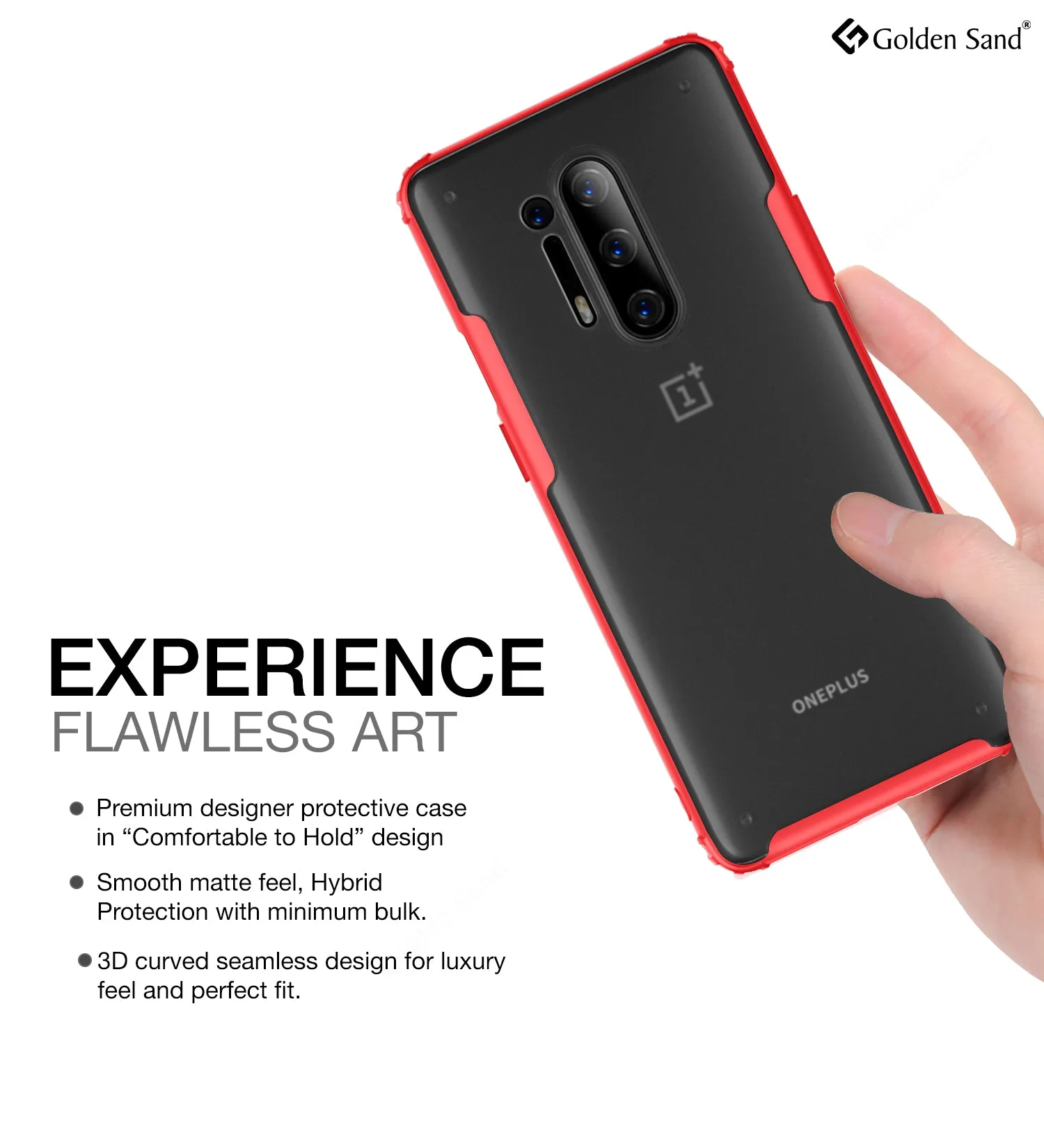 Rugged Frosted Series Hybrid Translucent Back Cover for One Plus 8 Pro 6.78 inch, Red