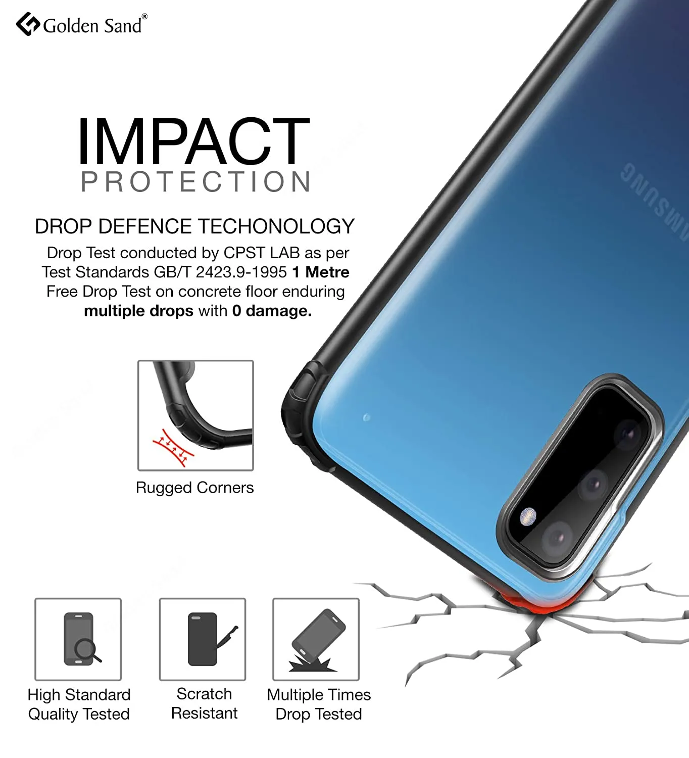 Rugged Frosted Series Hybrid Translucent Back Cover for Samsung Galaxy S20 6.2 inch, Black