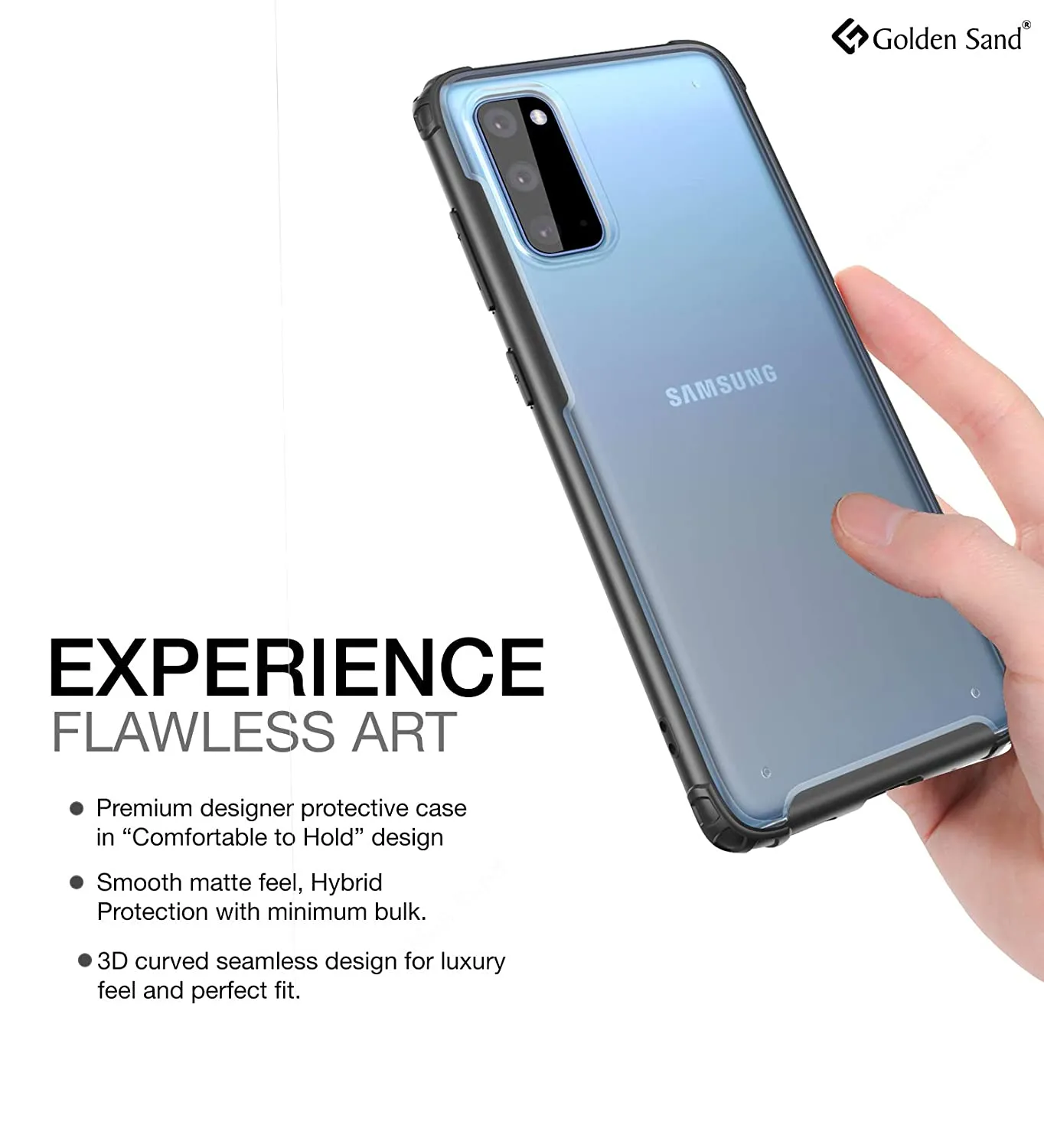 Rugged Frosted Series Hybrid Translucent Back Cover for Samsung Galaxy S20 6.2 inch, Black